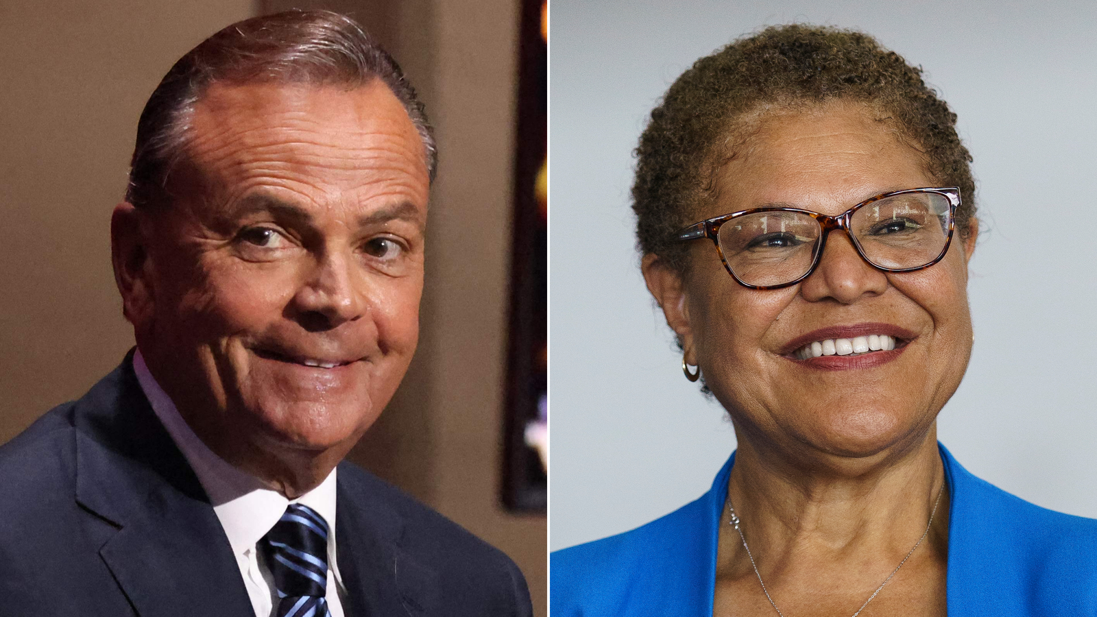 Rick Caruso and Karen Bass will face off in a runoff election to be Los Angeles' next mayor.