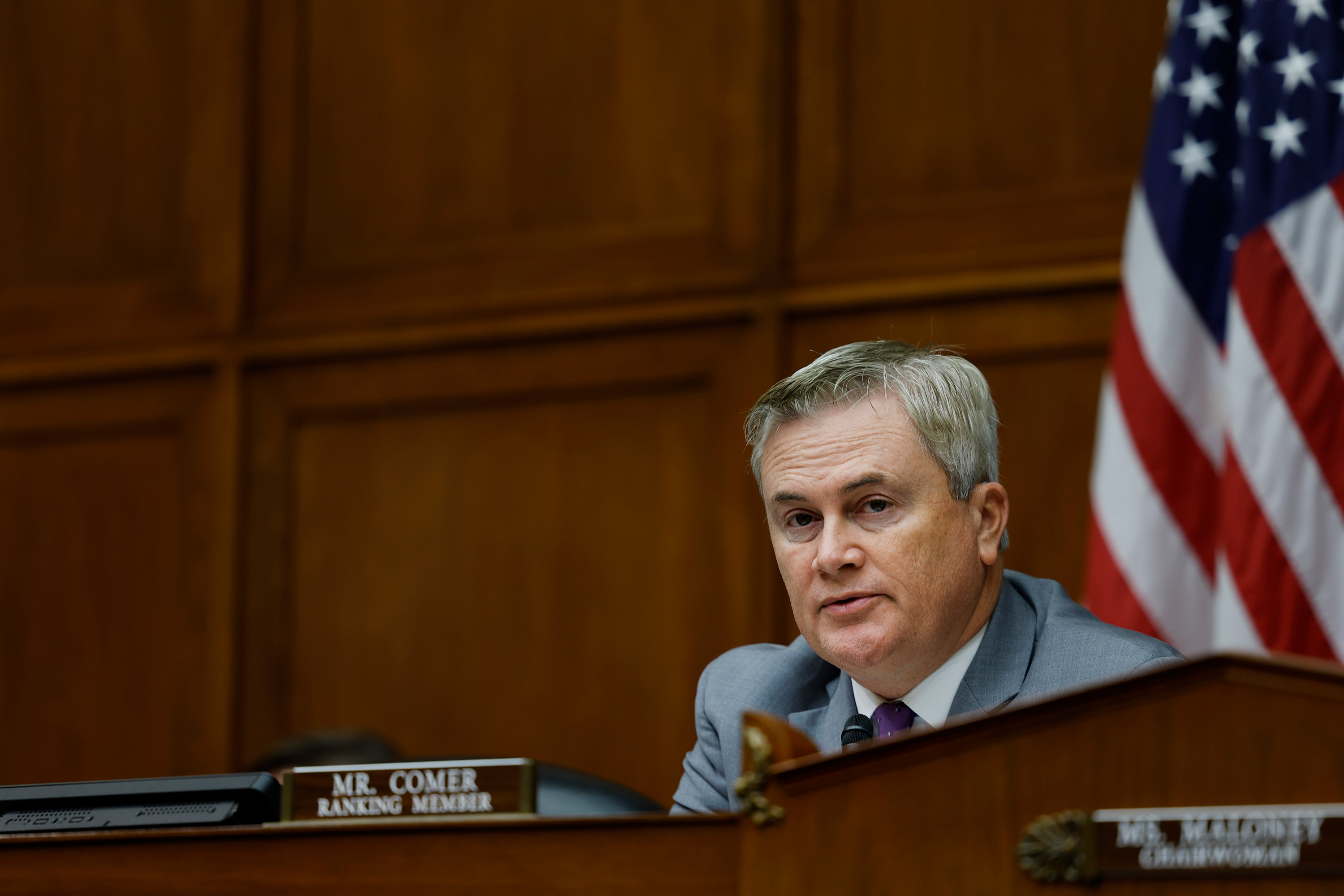James Comer speaks during a House Oversight Committee hearing in Washington, DC on December 14, 2022.