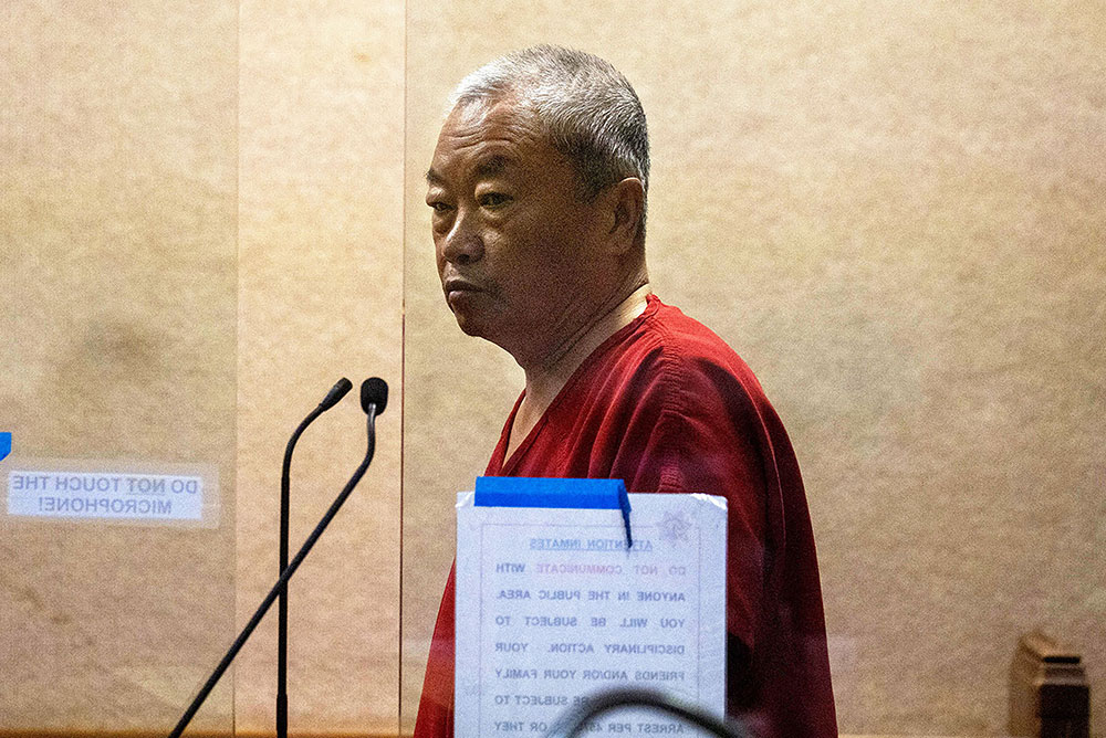 Chunli Zhao appears for his arraignment at the San Mateo Criminal Court in Redwood City, California, on January 25.