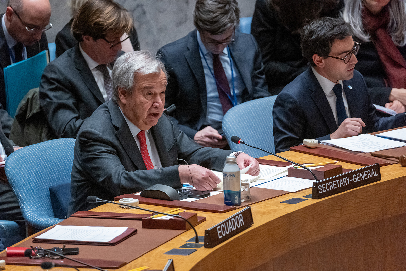 Antonio Guterres speaks at a United Nations Security Council (UNSC) meeting in New York City on January 23.