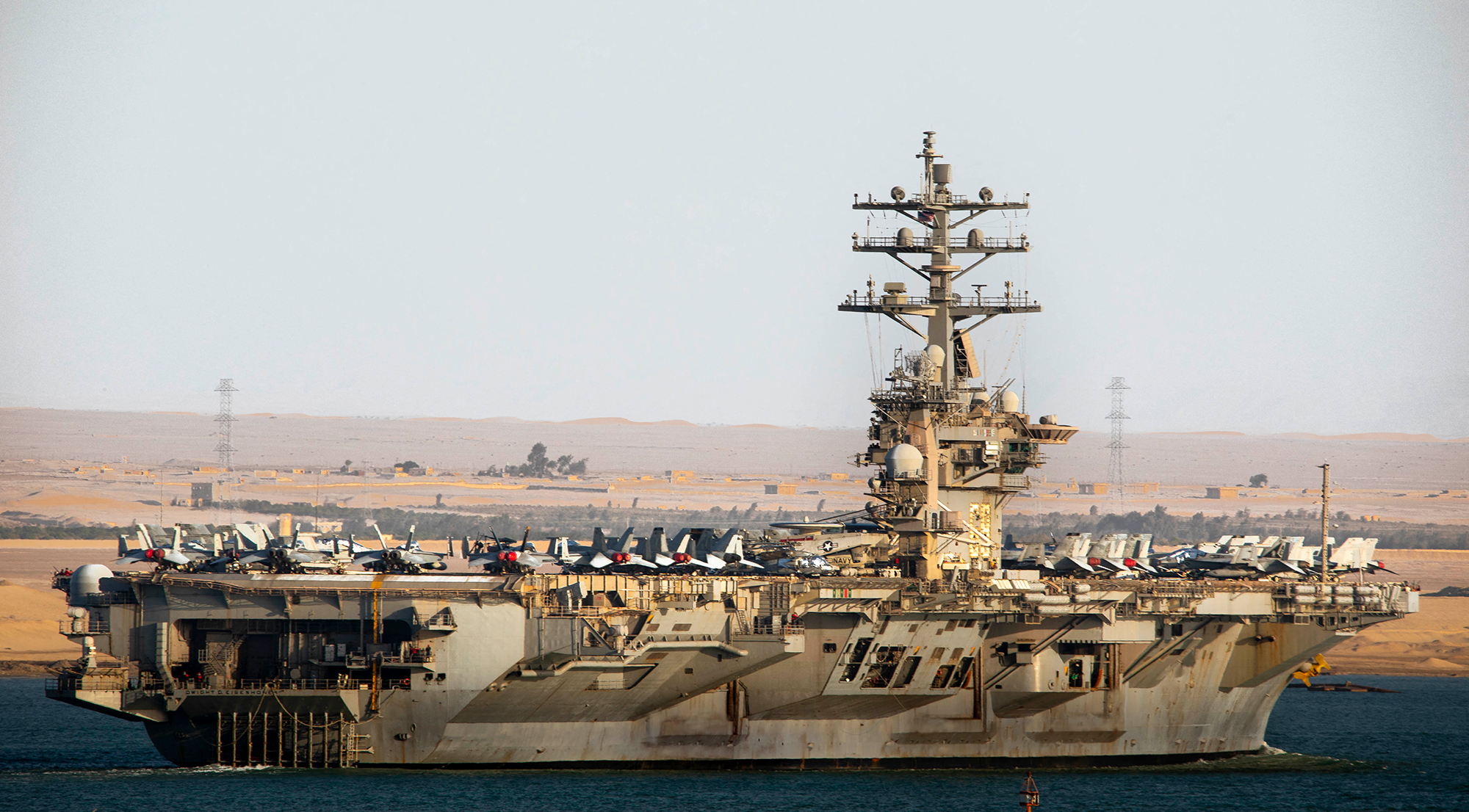 The USS Eisenhower is seen in the Suez Canal in November 2023. 