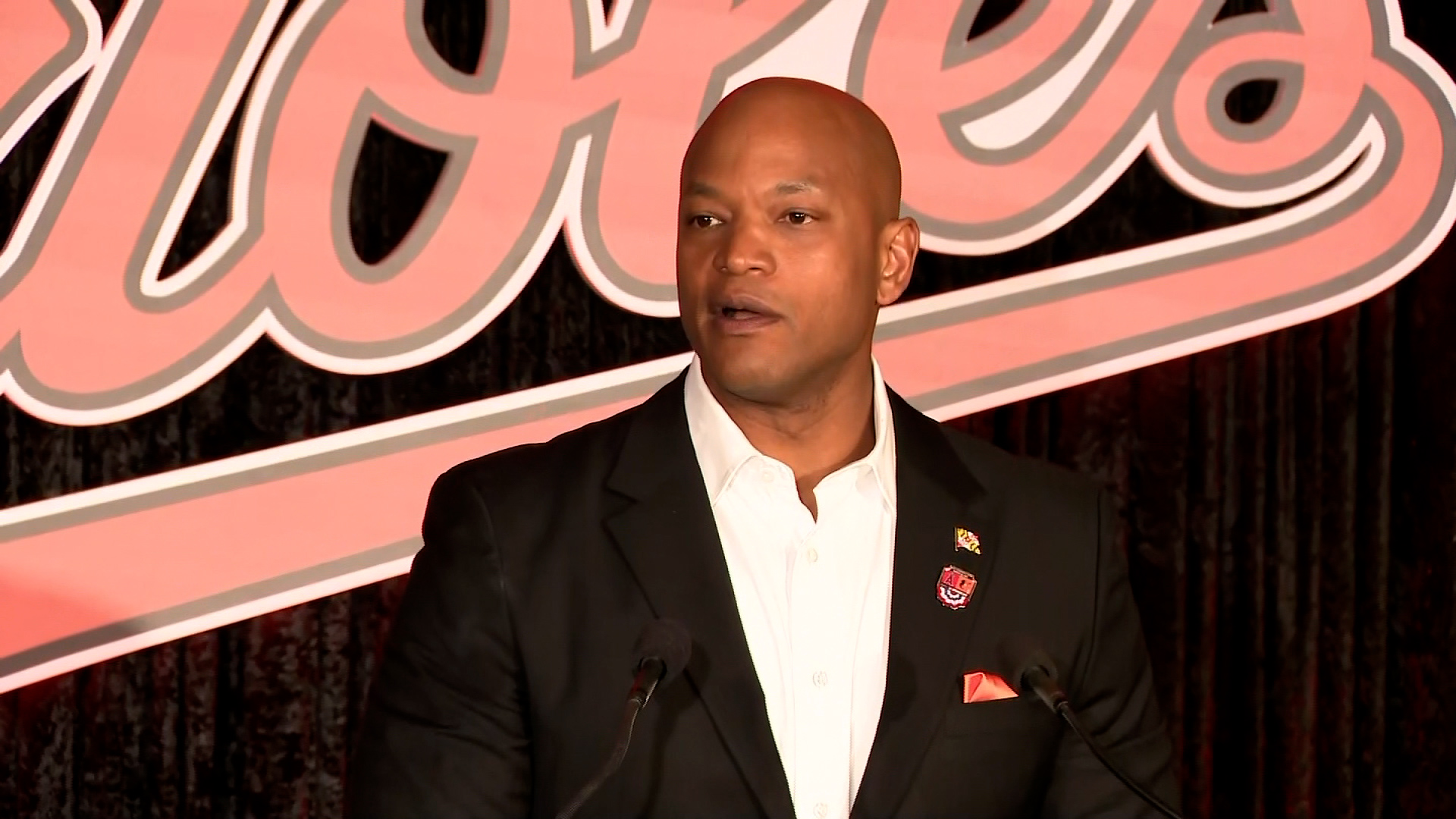Maryland Gov. Wes Moore speaks during a press conference in Baltimore on Thursday. 