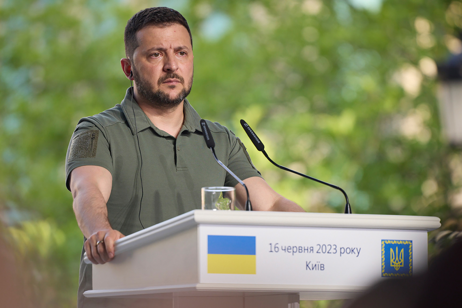 Volodymyr Zelensky attends a news conference in Kyiv, Ukraine, on June 16.
