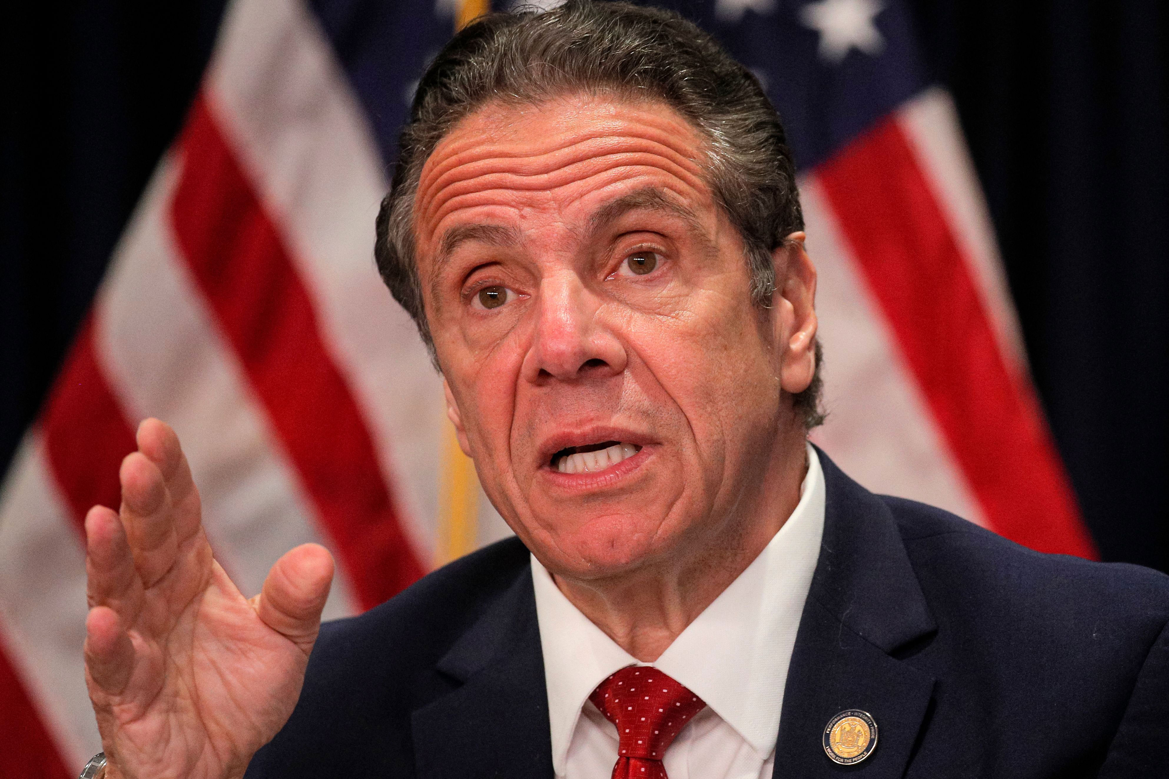 Gov. Andrew Cuomo speaks during a news conference in New York on March 24.