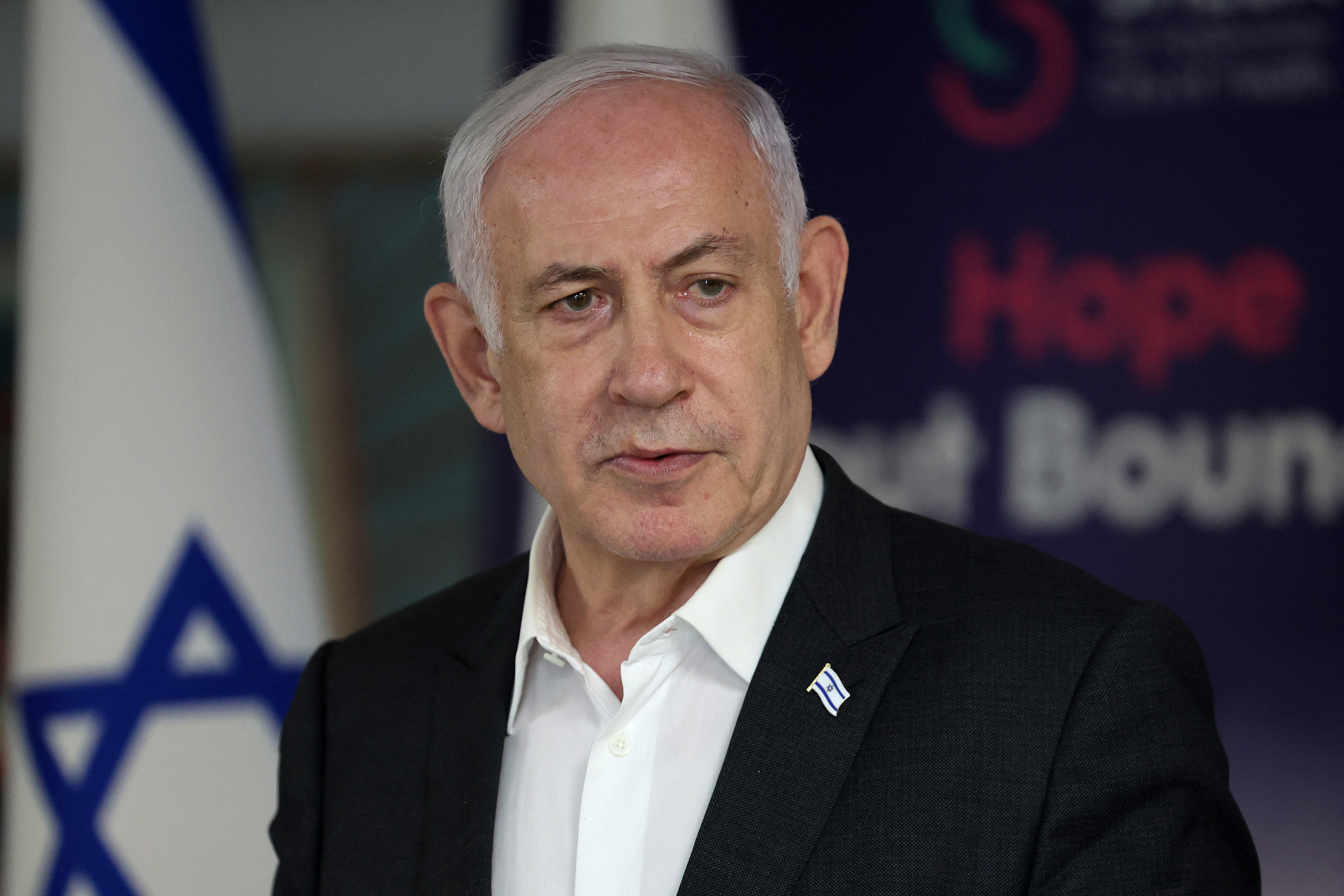 Israeli Prime Minister Benjamin Netanyahu speaks during a press conference in Ramat Gan, Israel, on June 8.