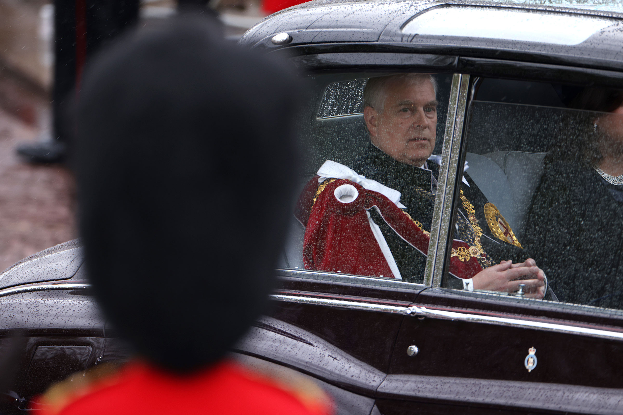Prince Andrew, Duke of York, arrives at Westminster Abbey.