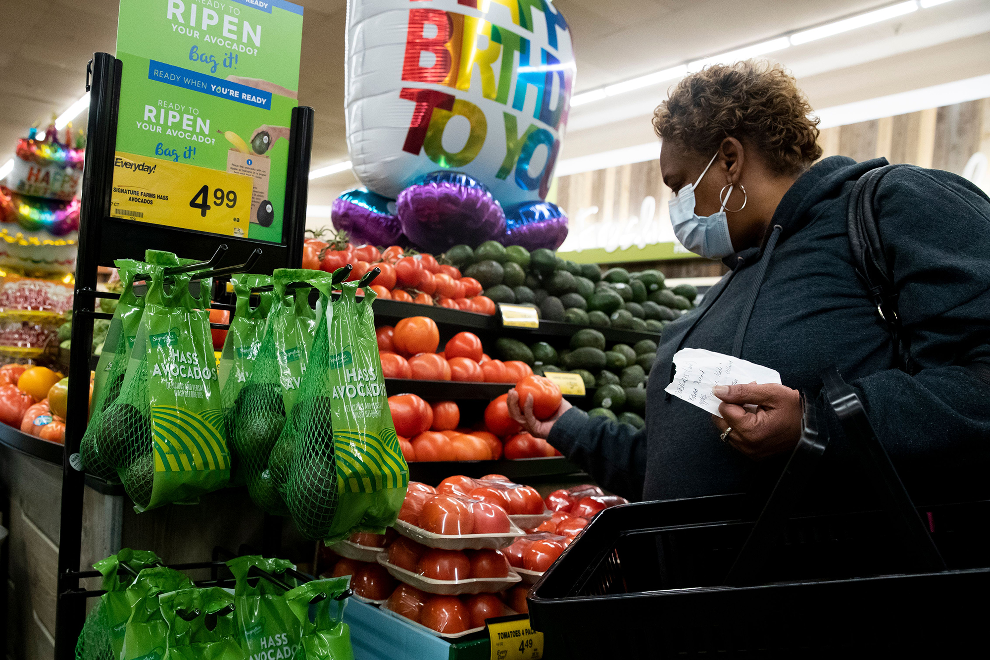 A person shops at a grocery store in Washington, DC, on November 3. 