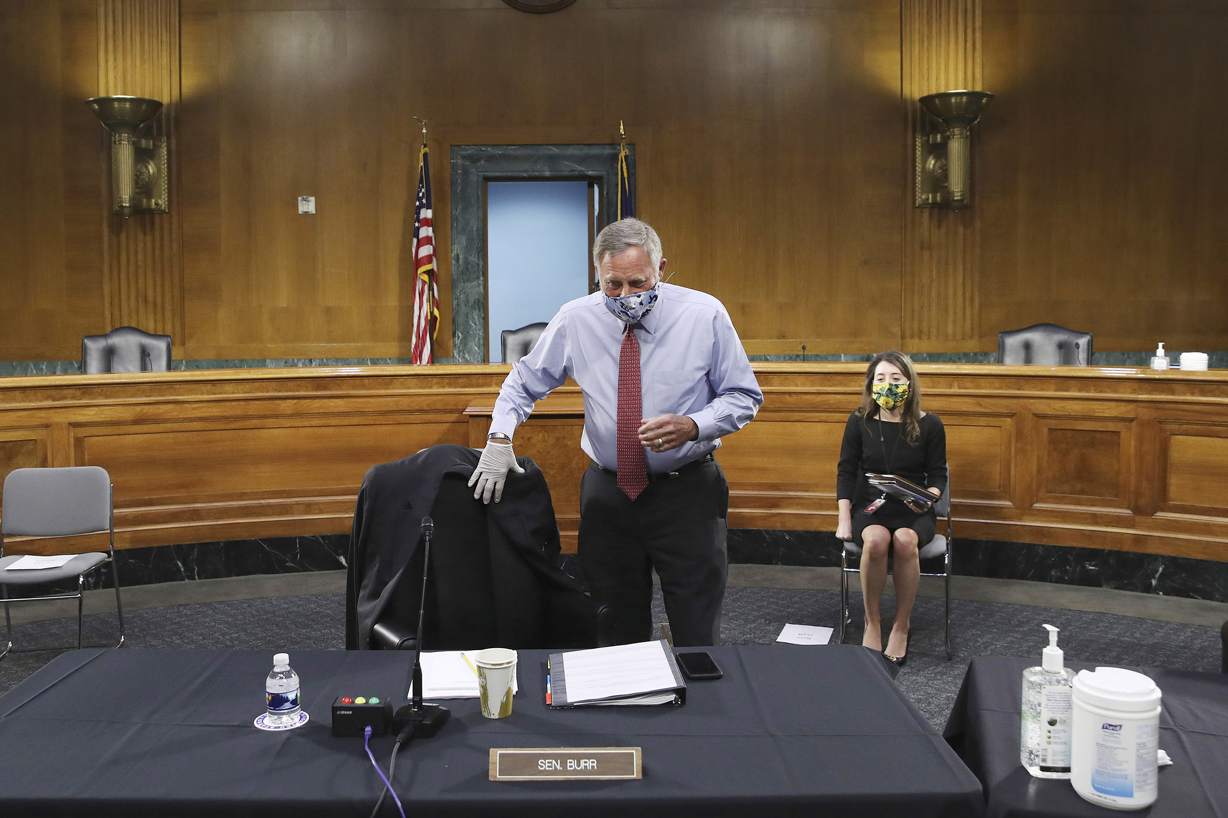 Sen. Richard Burr, R-N.C., arrives at a Senate Committee for Health, Education, Labor, and Pensions hearing, on Capitol Hill in Washington DC, on Tuesday, May 12. 