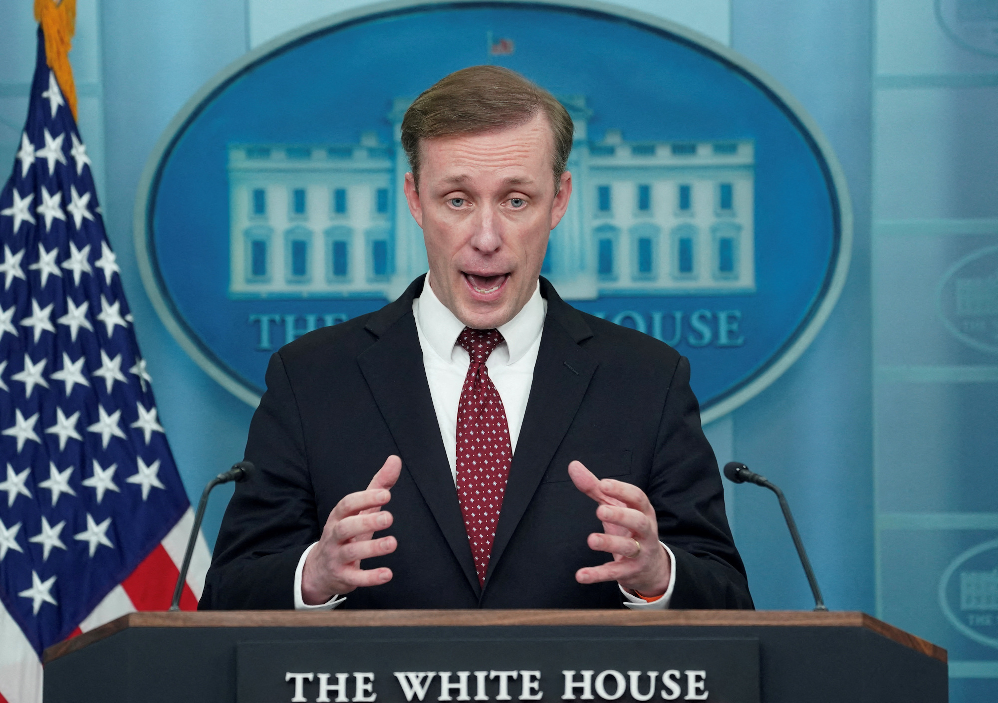 White House national security adviser Jake Sullivan speaks during a press conference at the White House on December 4.
