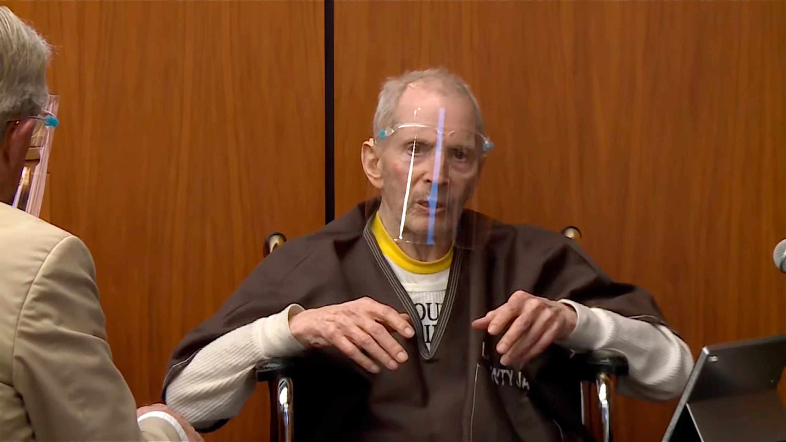Millionaire Robert Durst answers questions while taking the stand during his murder trial on August 9 in Los Angeles County Superior Court in Inglewood, California. 