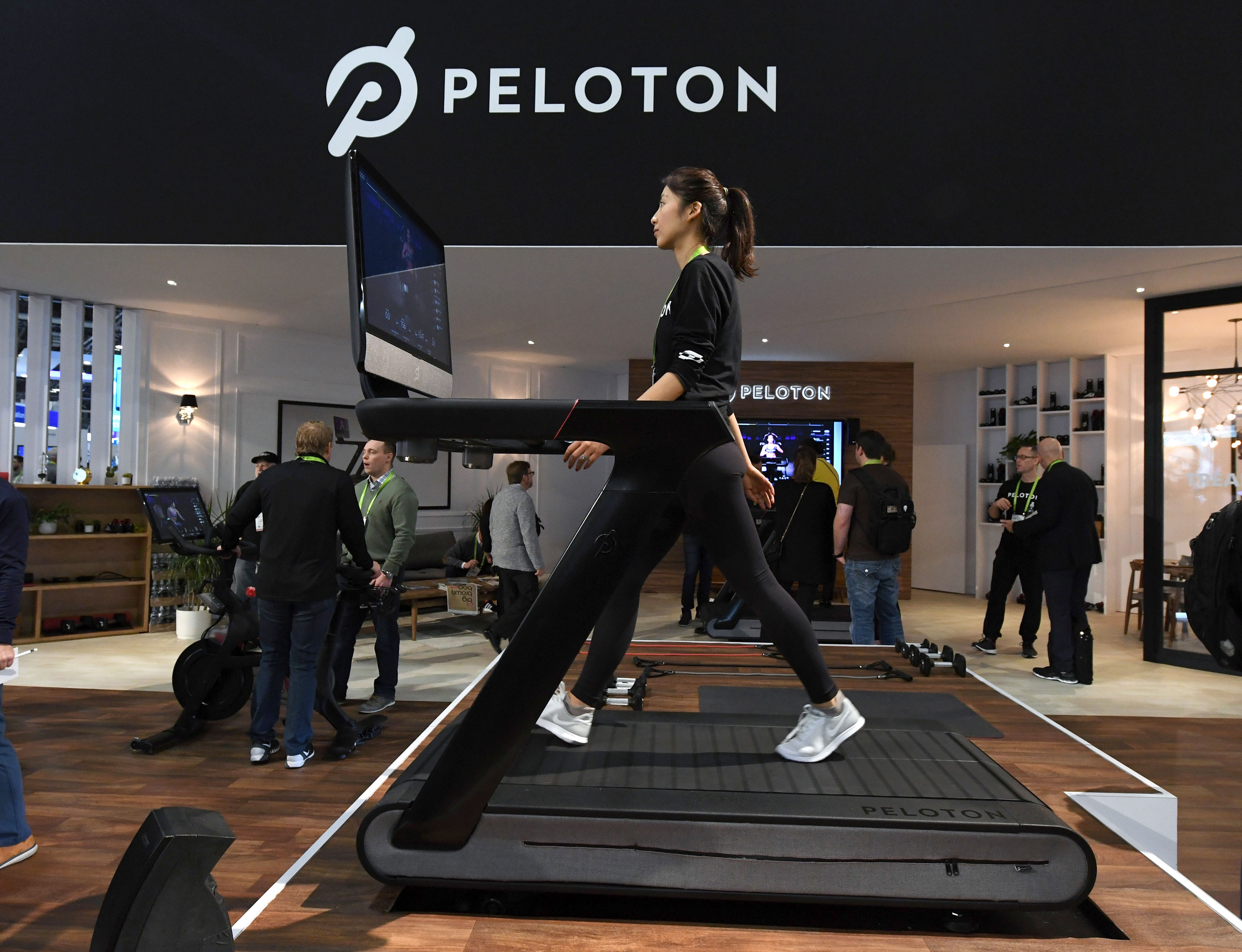 A Peloton treadmill is displayed at CES 2018 at the in Las Vegas.