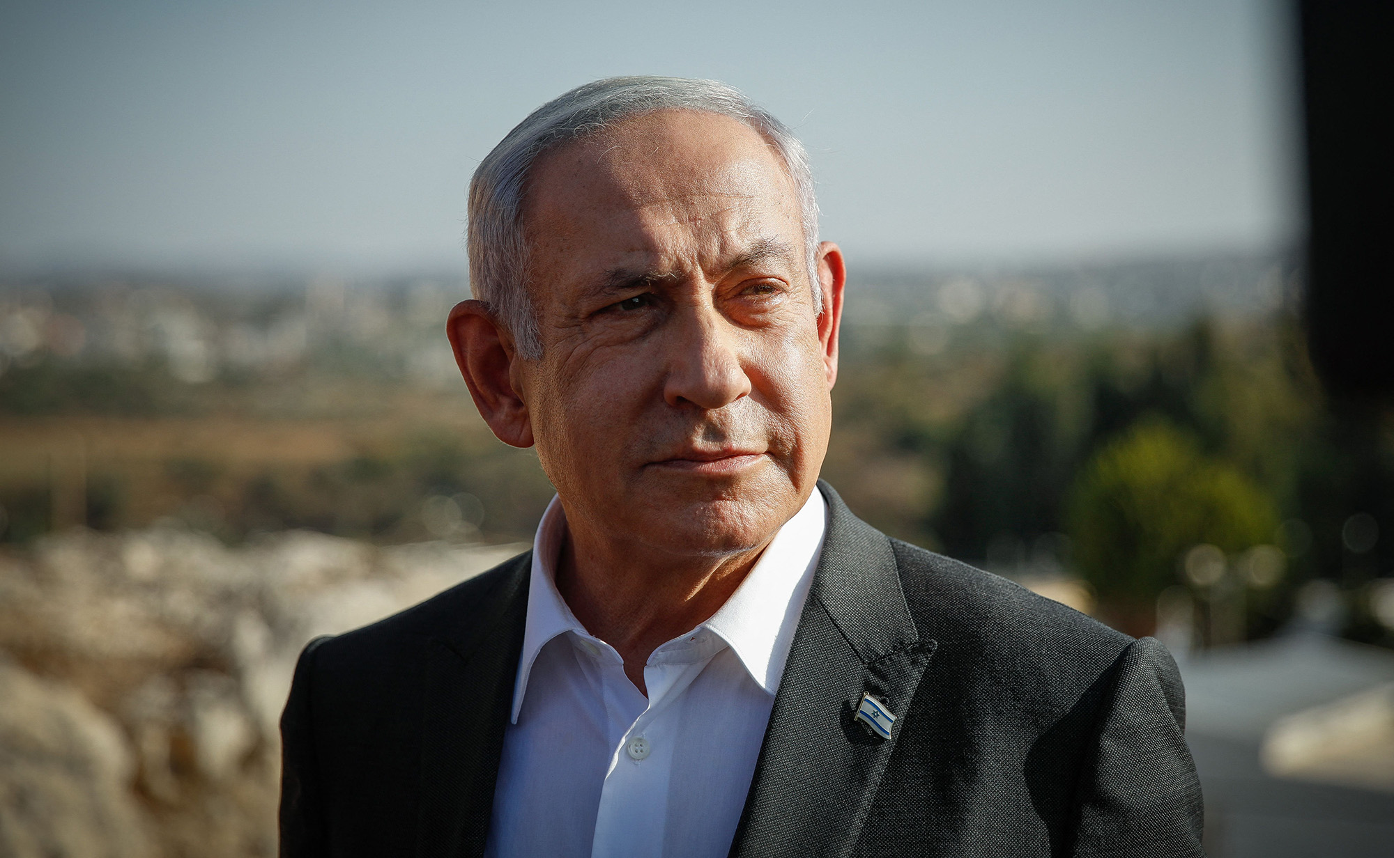Israeli Prime Minister Benjamin Netanyahu pictured near Salem military post in the occupied West Bank on July 4.