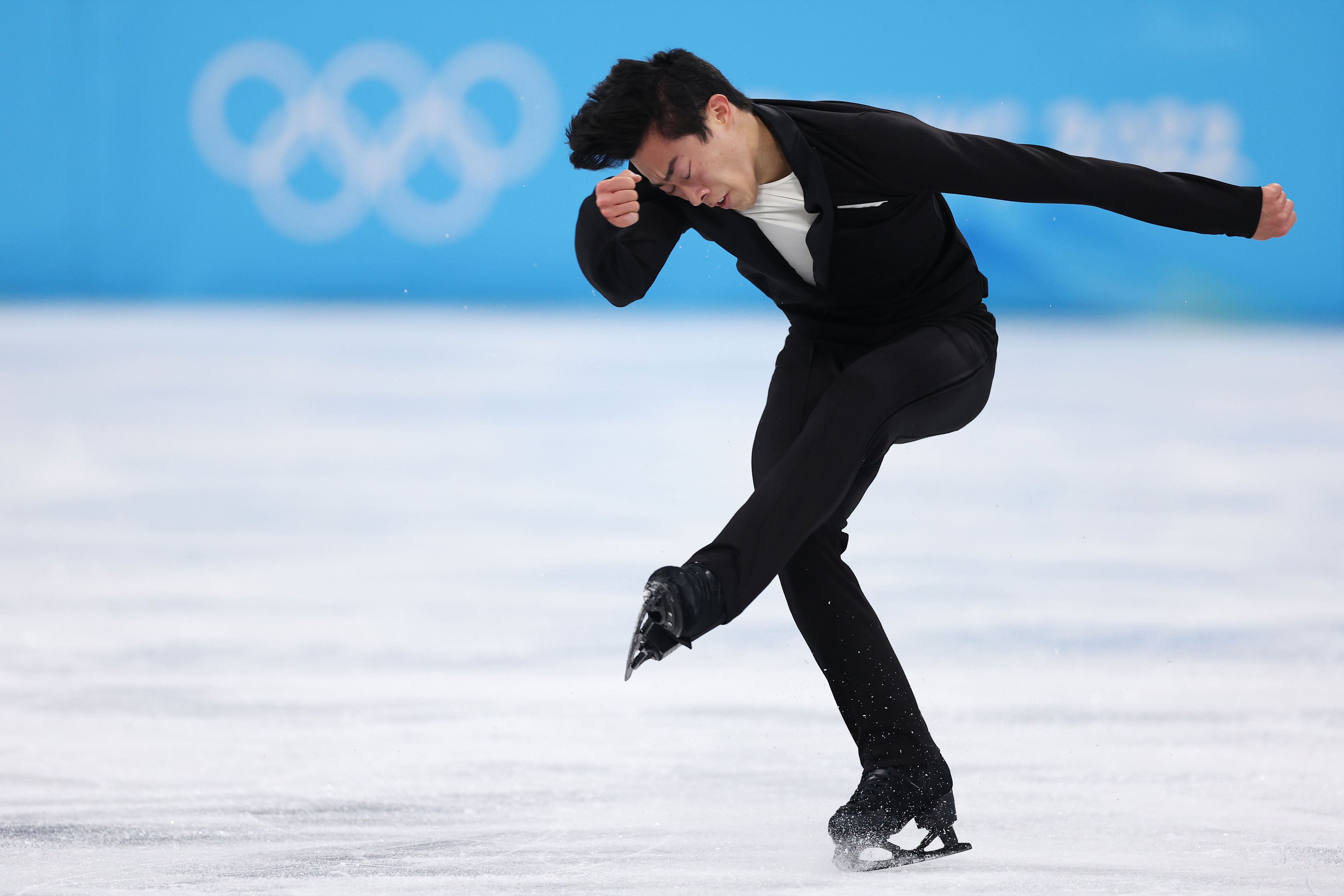 Nathan Chen landed a series of flawless quadruple jumps in the men's single skating short program at the Capital Indoor Stadium on Tuesday.