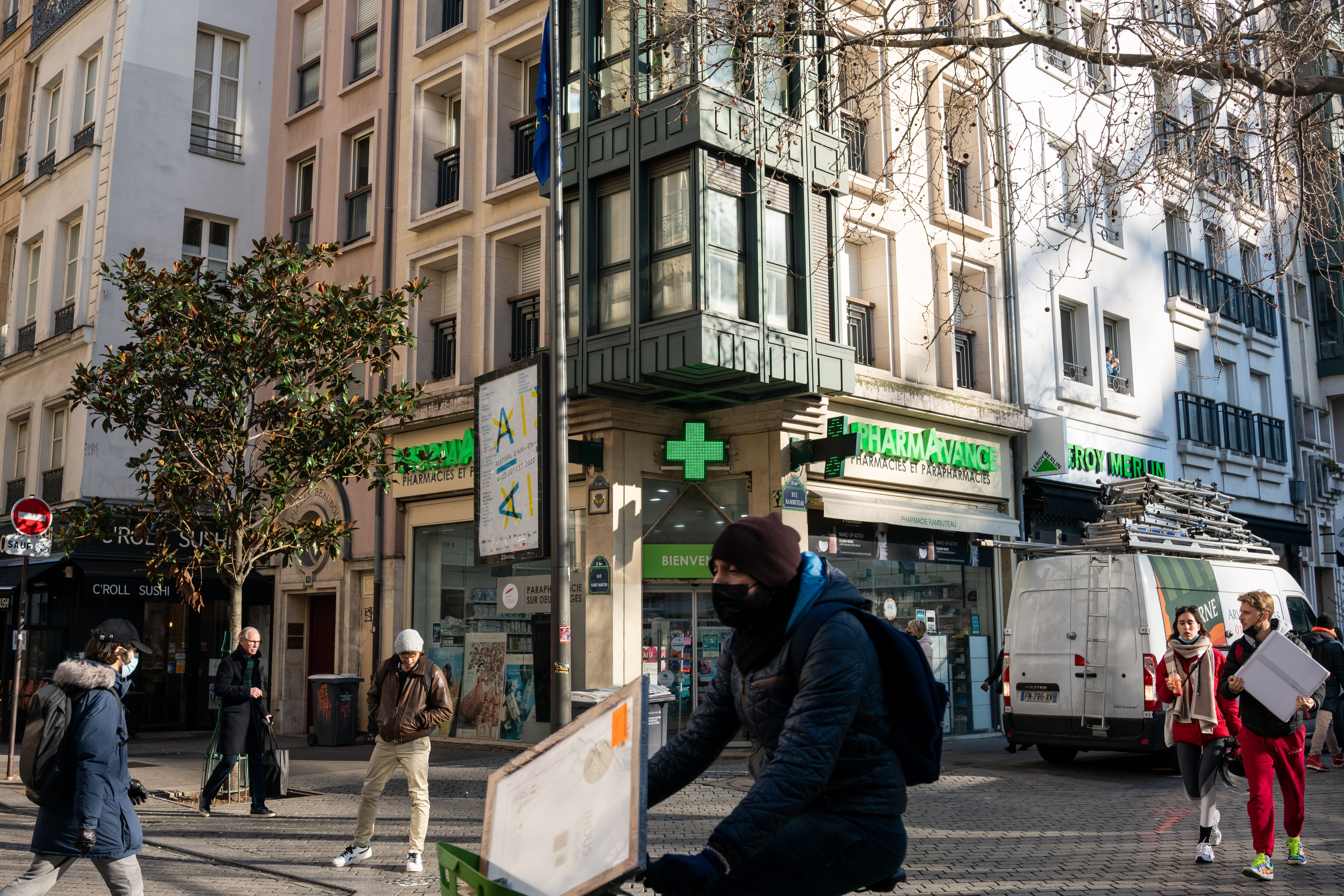 A street scene in Paris last week. The outdoor mask mandate is set to end Wednesday and working from home will no longer be mandatory but recommended.