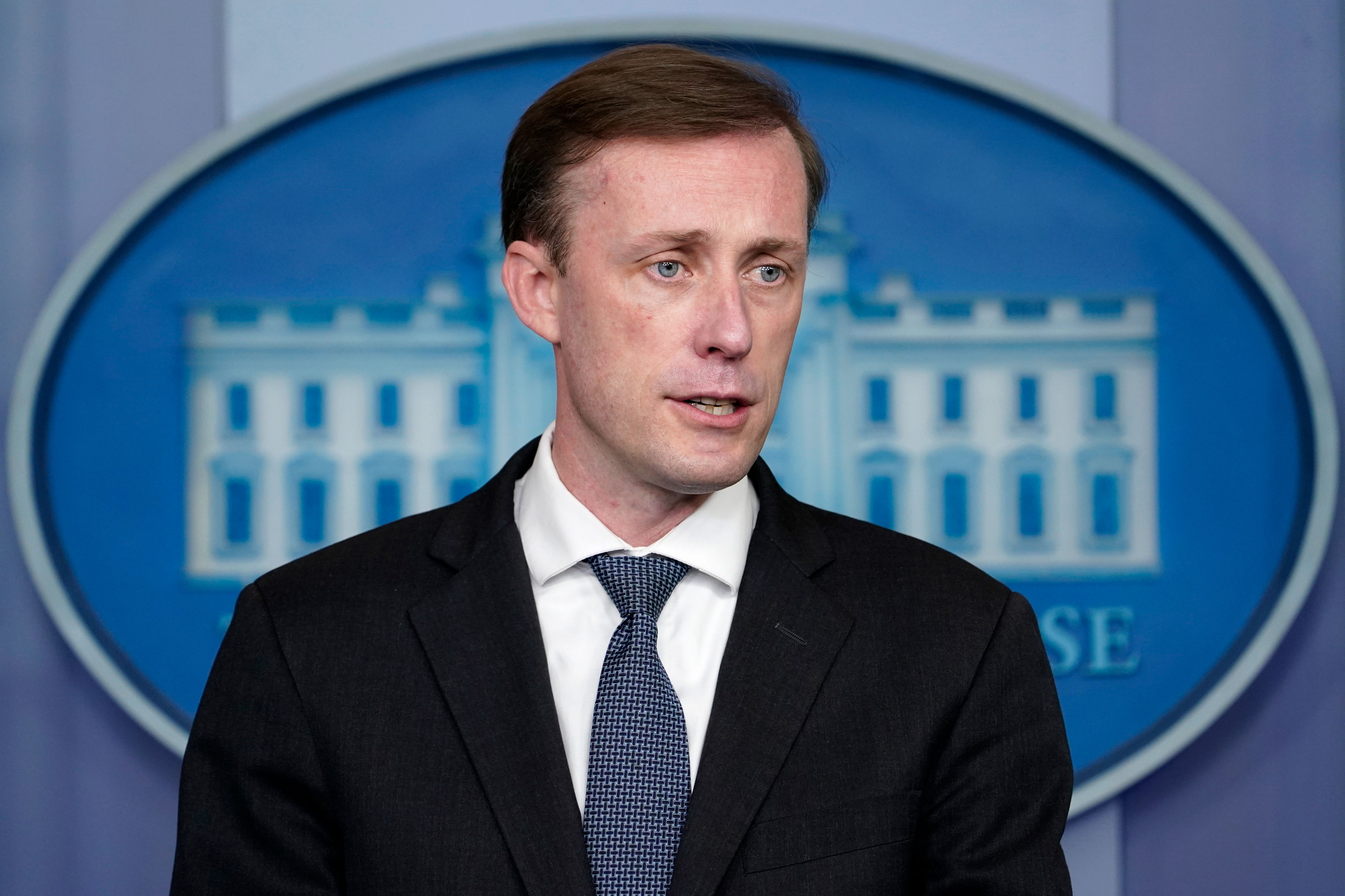 White House national security adviser Jake Sullivan speaks during a briefing at the White House on October 26.