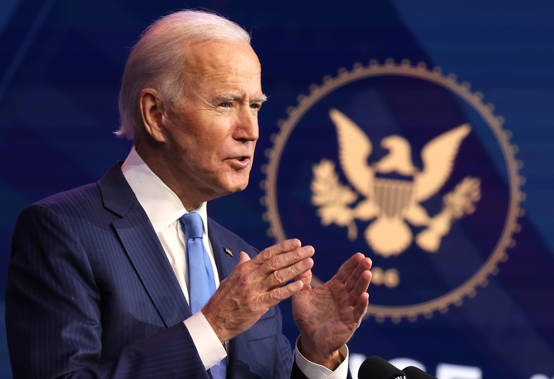 U.S. President-elect Joe Biden announces new cabinet nominations at the Queen Theatre on December 11, in Wilmington, Delaware. 