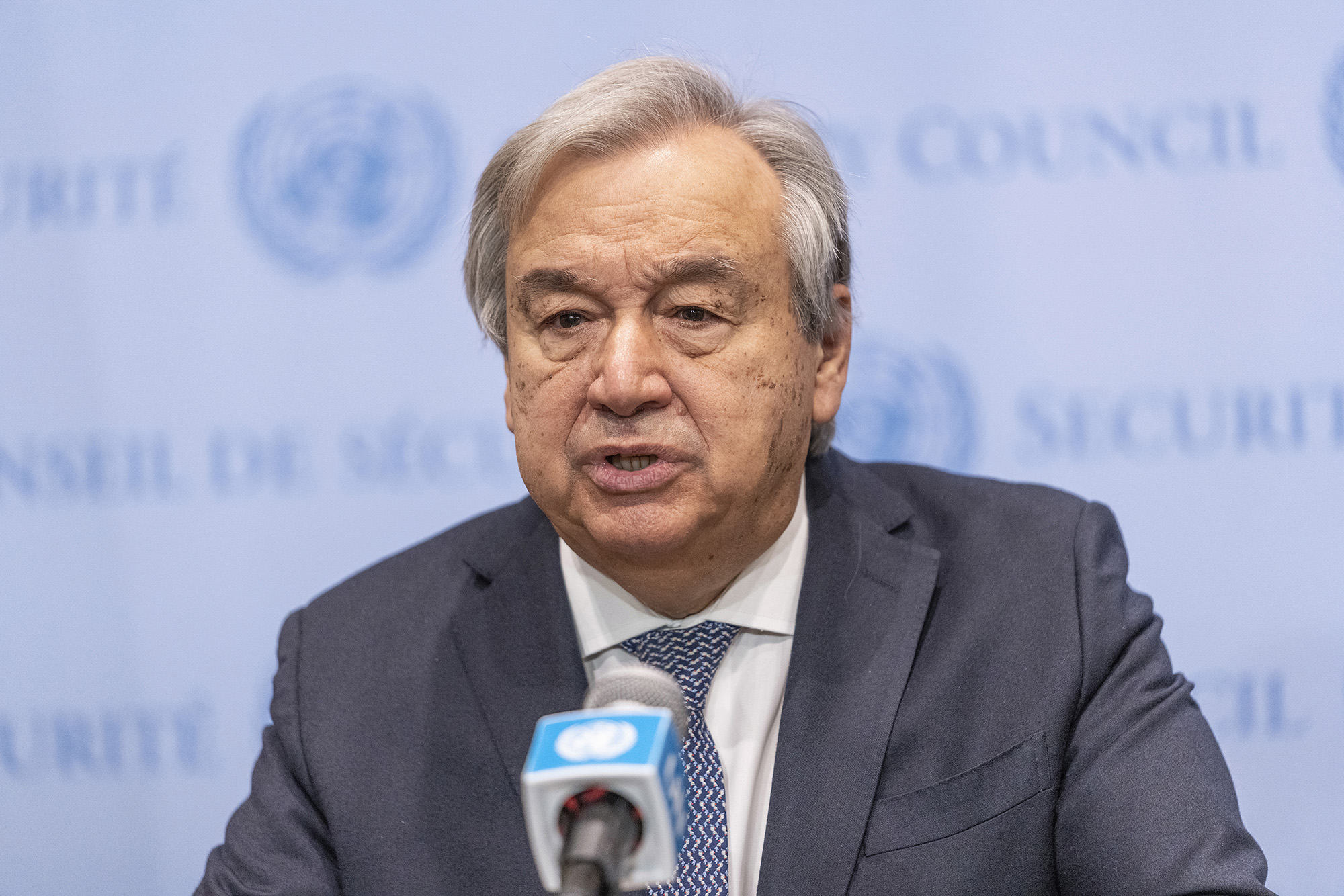 Secretary-General Antonio Guterres addresses the media at UN Headquarters in New York on November 3.