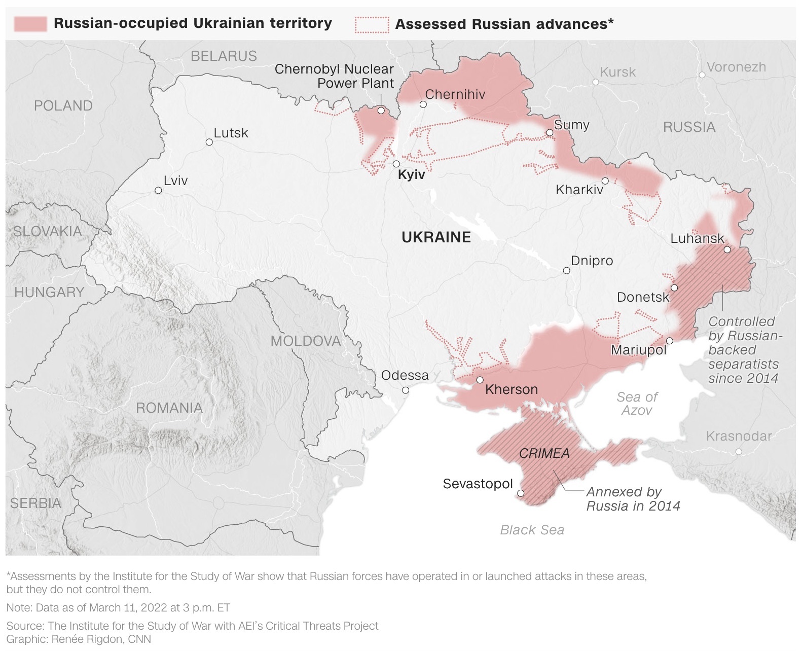 C’est là que les forces russes ont avancé jusqu’ici