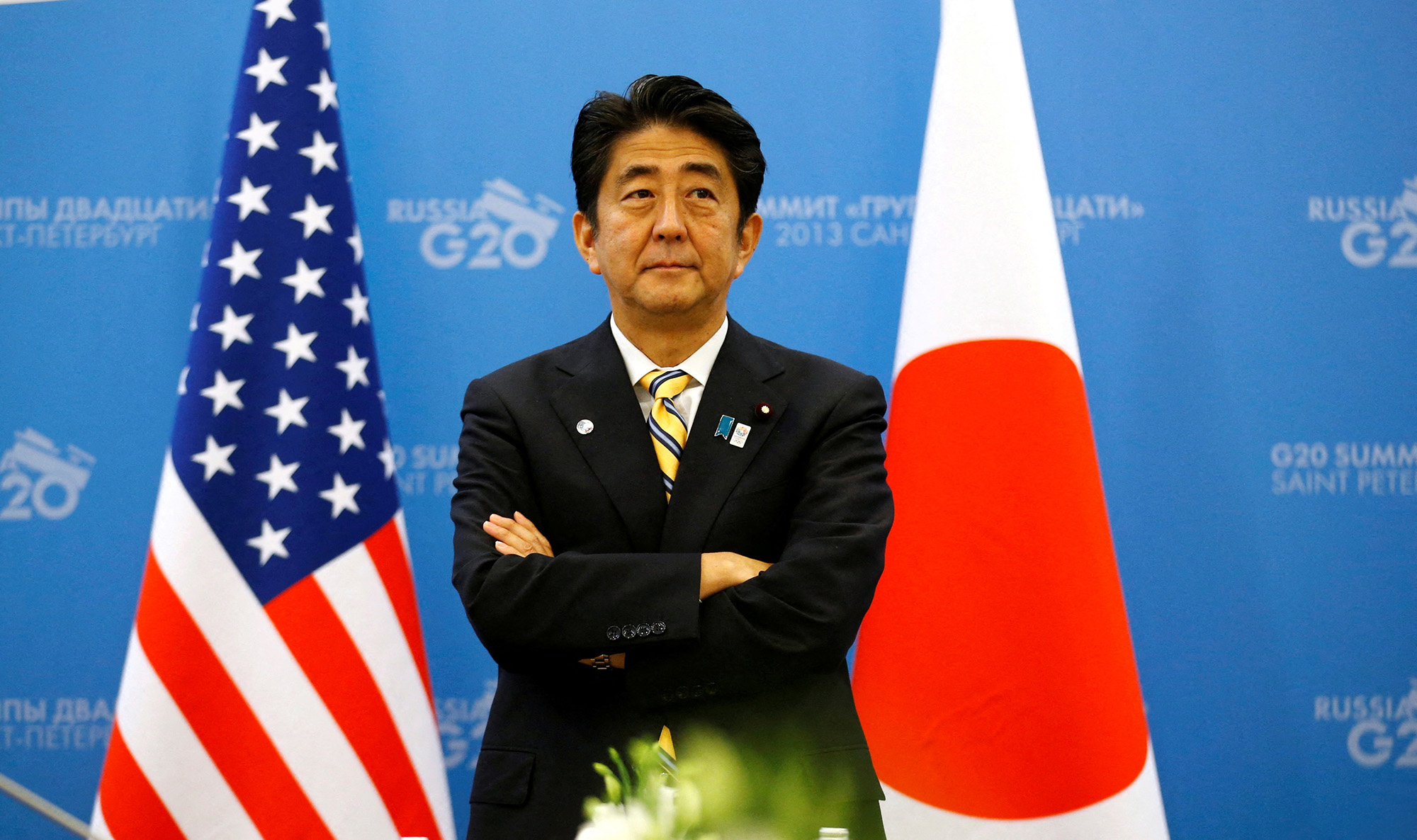 Former Japanese Prime Minister Shinzo Abe is seen at the G20 Summit in St. Petersburg, Russia on September 5, 2013. 