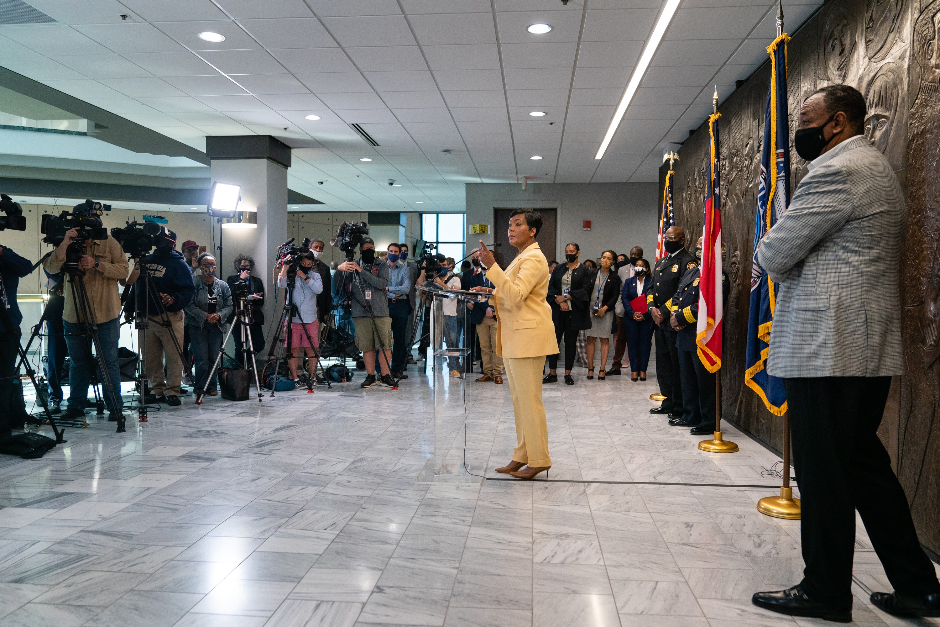 Atlanta Mayor Keisha Lance Bottoms speaks at a press conference at City Hall on May 7 in Atlanta.