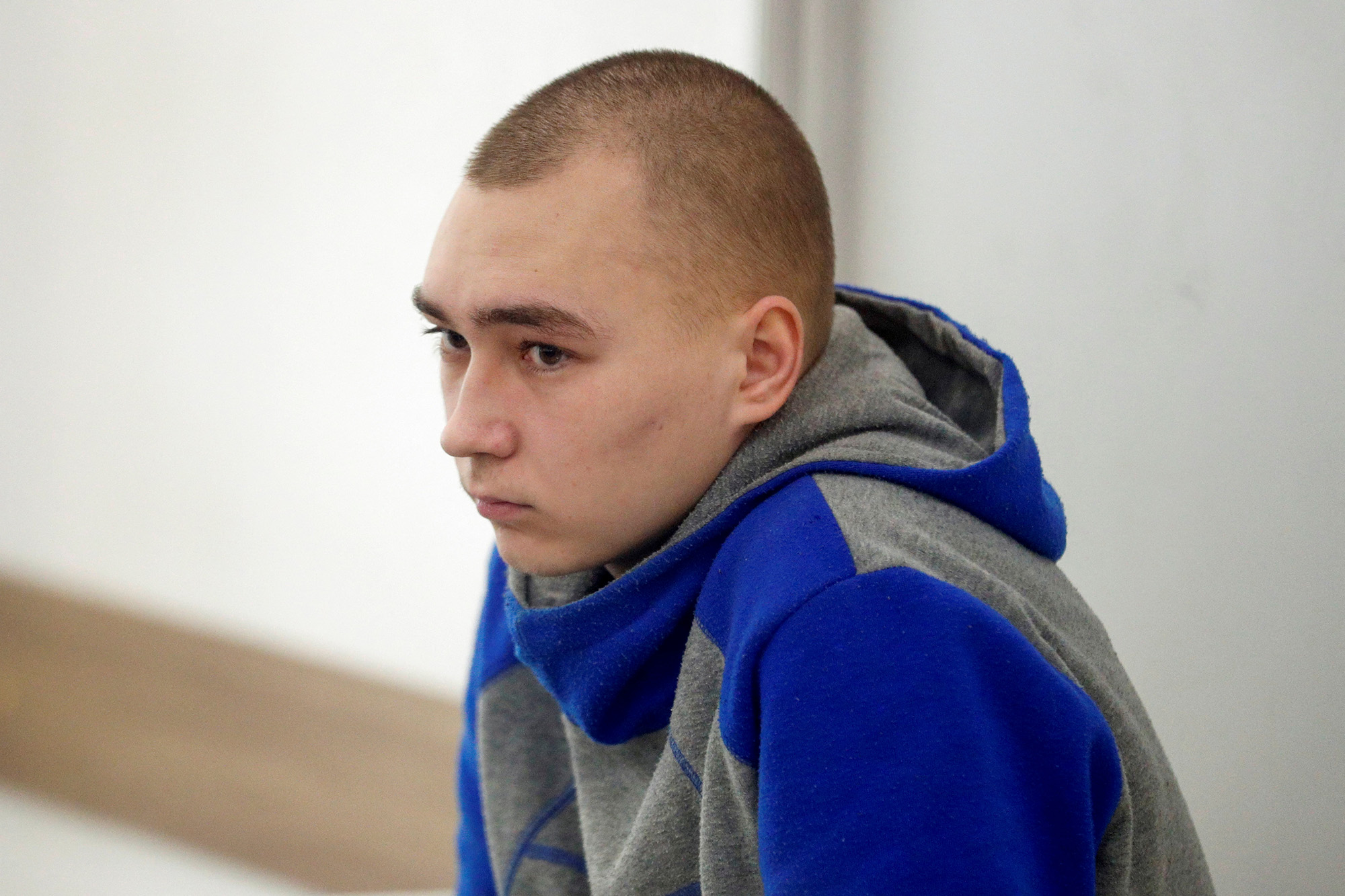 Russian soldier Vadim Shishimarin, 21, attends a court hearing in Kyiv, Ukraine on May 23.