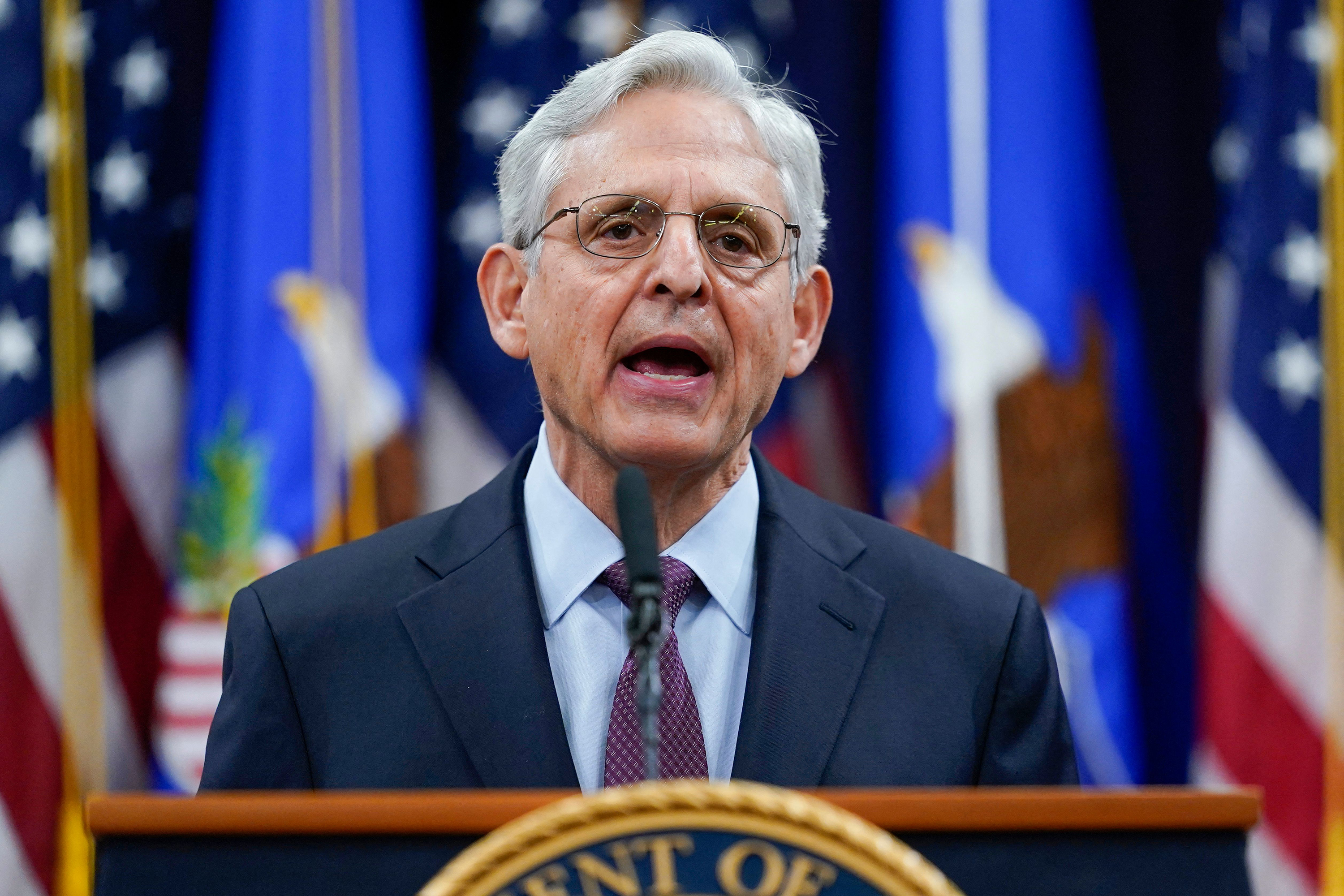 Attorney General Merrick Garland speaks to the press on January 5, at the Capitol, in Washington, DC. 