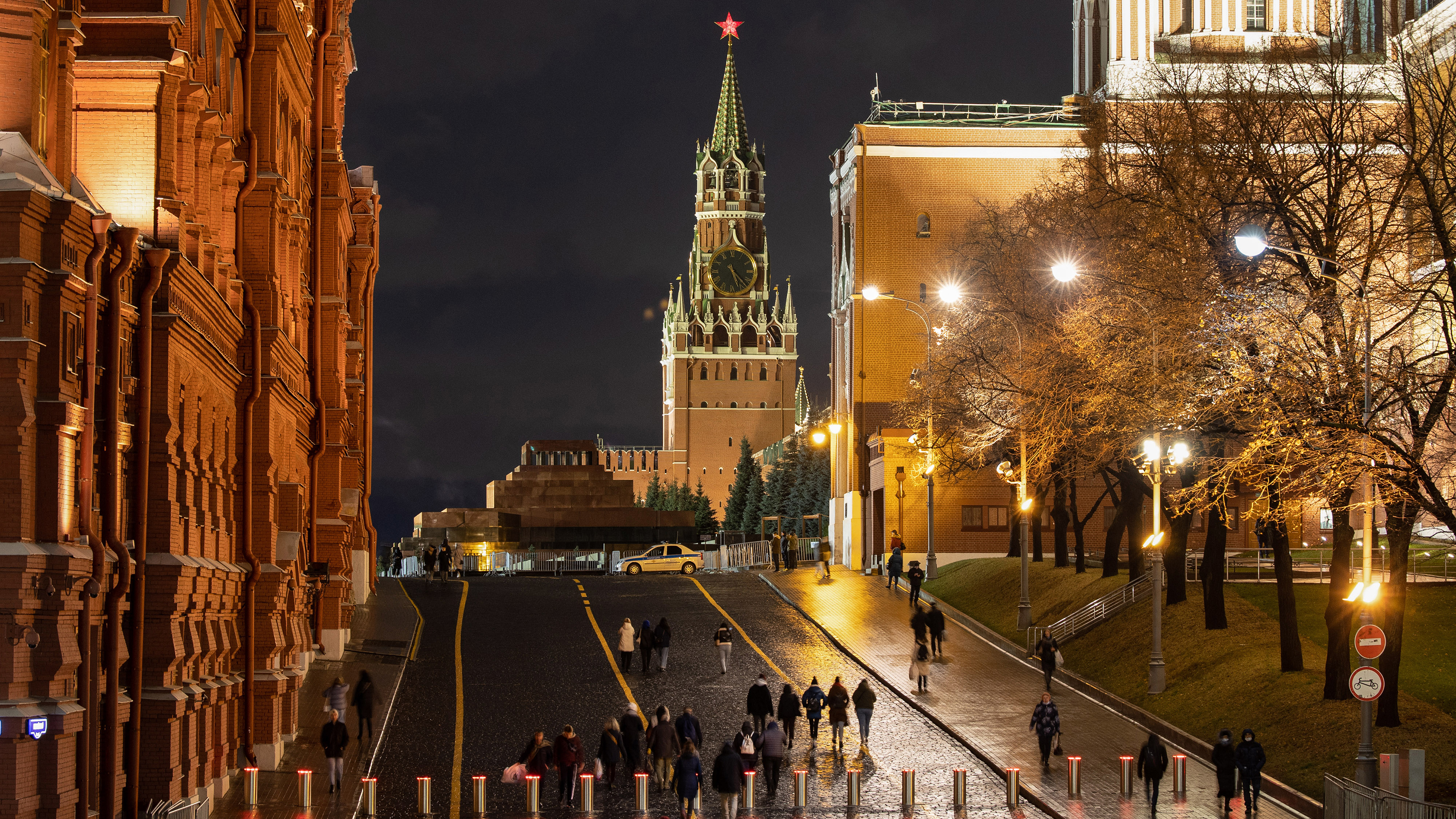 The Spasskaya Tower of the Kremlin in Moscow. 