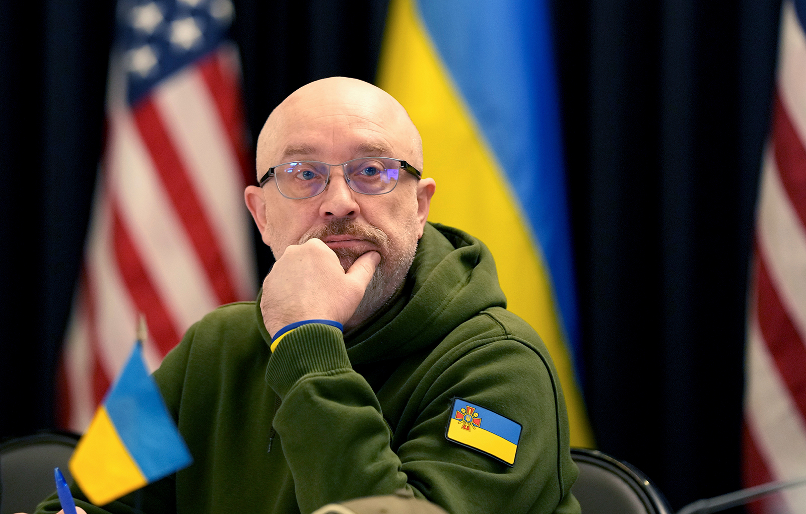 Oleksii Reznikov attends a meeting in Ramstein, Germany on January 20.