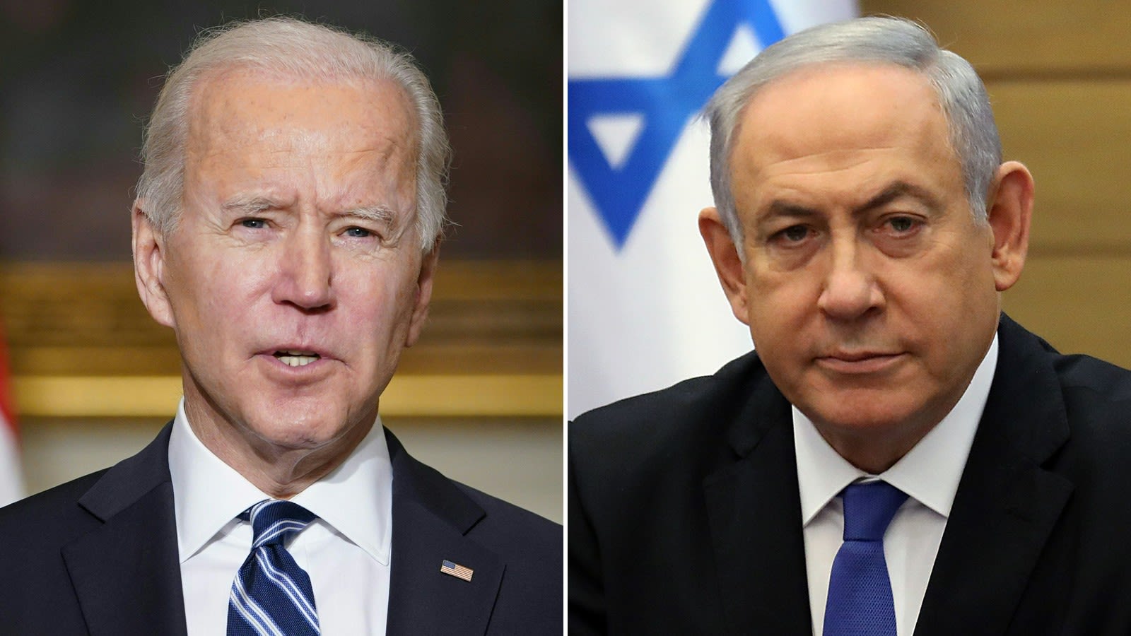 US President Joe Biden, left, and Israeli Prime Minister Benjamin Netanyahu.