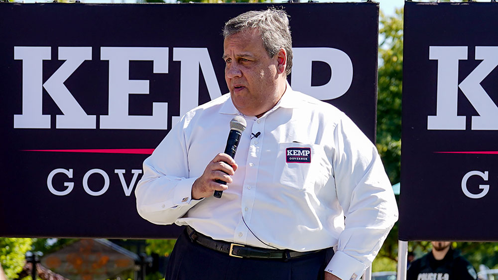 Christie speaks at a campaign event for Gov. Brian Kemp on May 17,  in Alpharetta, Georgia. 