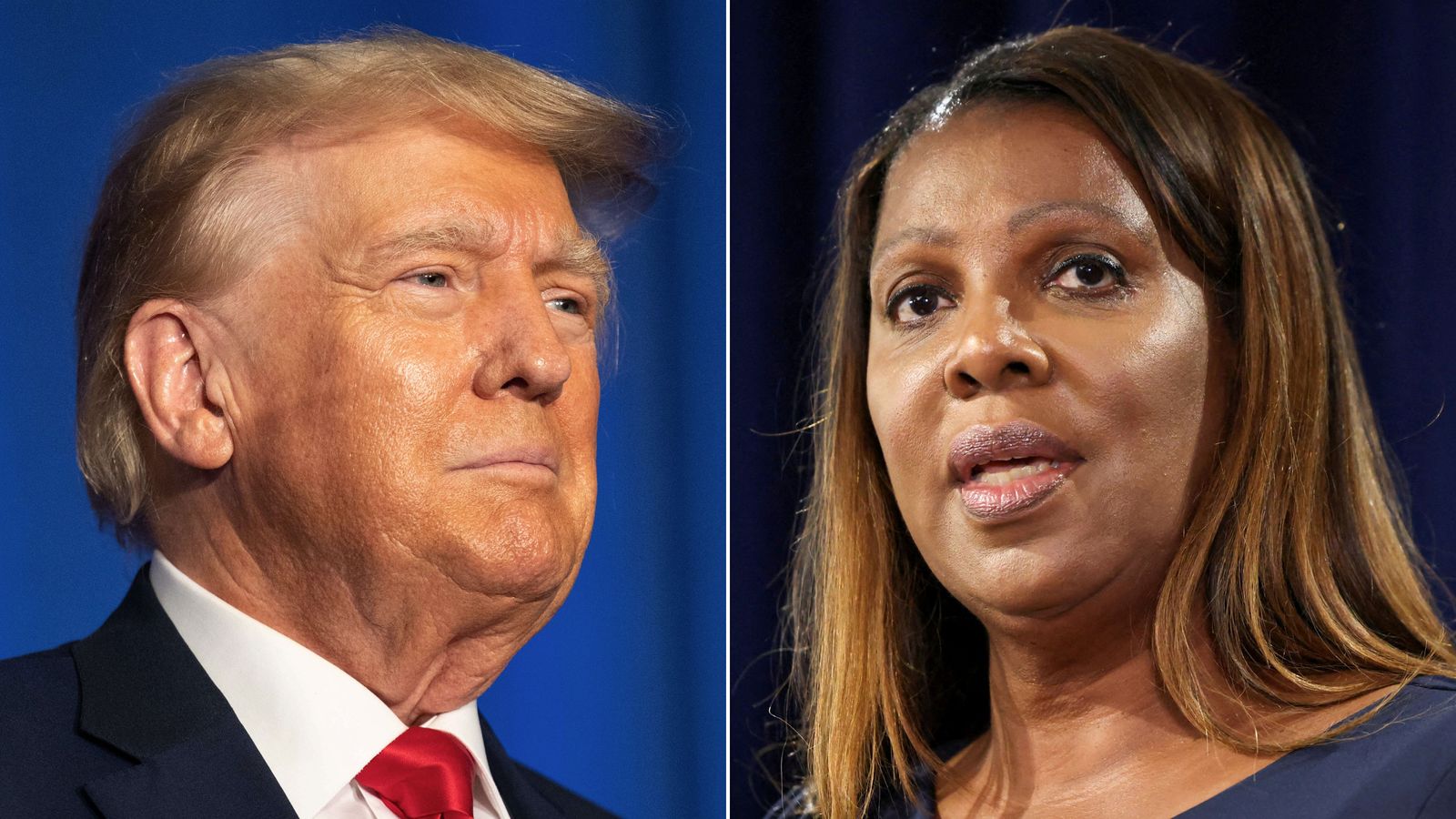 Former President Donald Trump, left, and New York State Attorney General Letitia James.