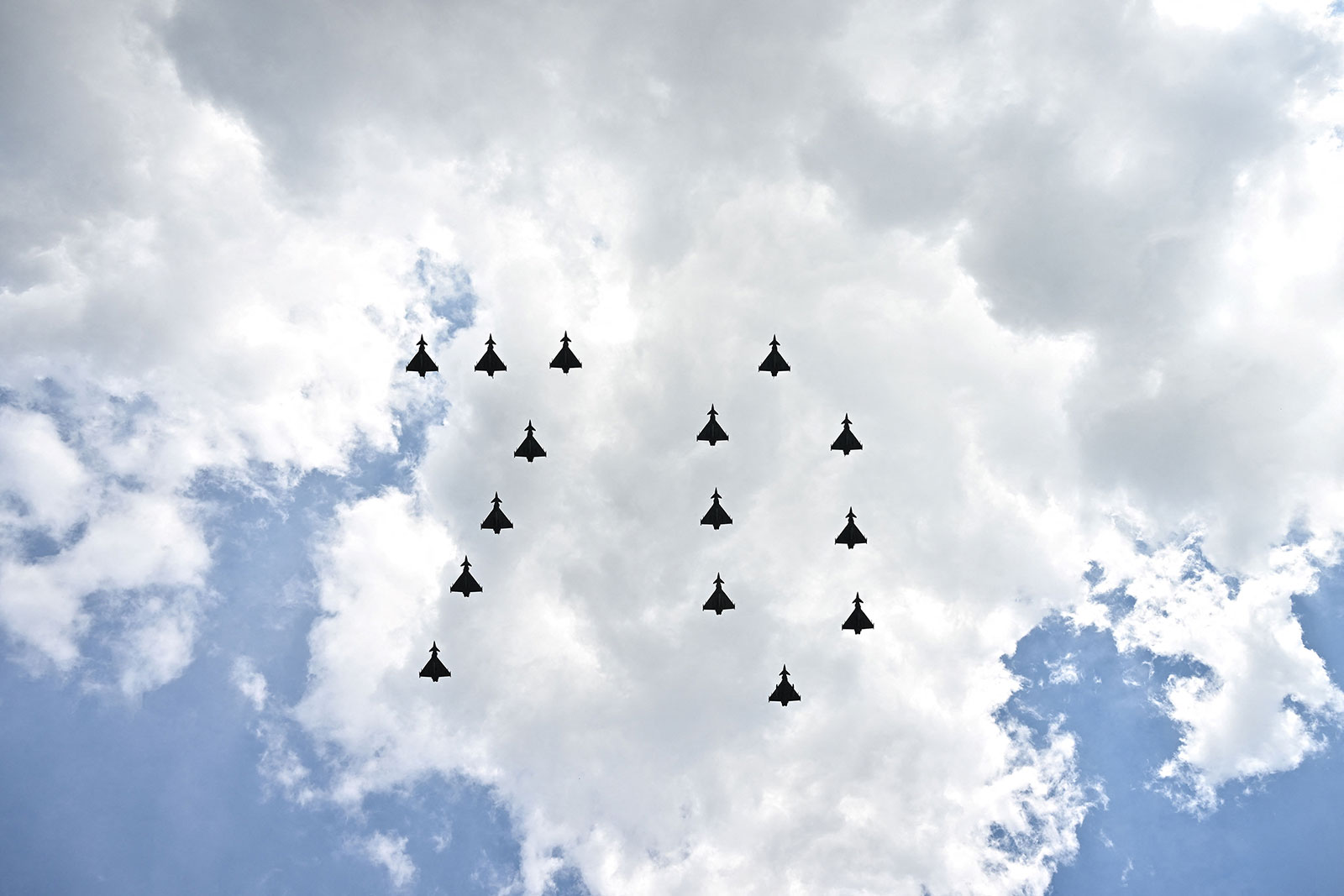 Fighter jets from Britain's RAF fly in formation during a special flypast in London on June 2.