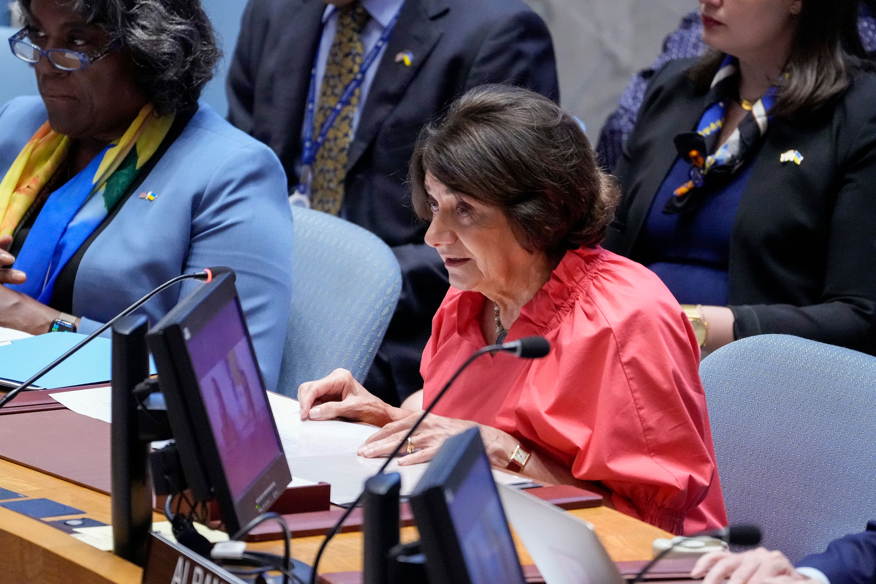 Rosemary Anne DiCarlo, the United Nations Under-Secretary-General for Political and Peacebuilding Affairs, speaks during a meeting of the United Nations Security Council in New York on August 24. 