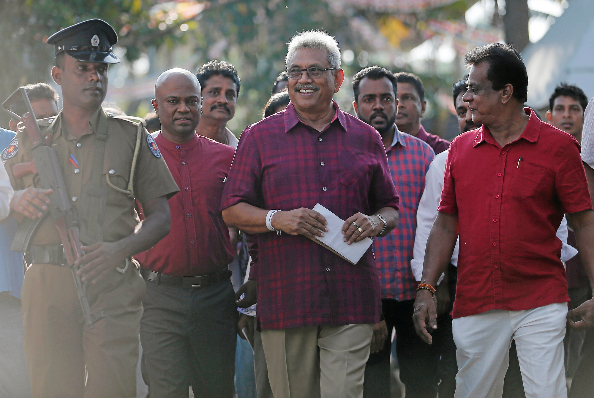 Sri Lanka People's Front party presidential election candidate and former wartime defence chief Gotabaya Rajapaksa leaves after casting his vote during the presidential election in Colombo, Sri Lanka, on Novermber 16, 2019.