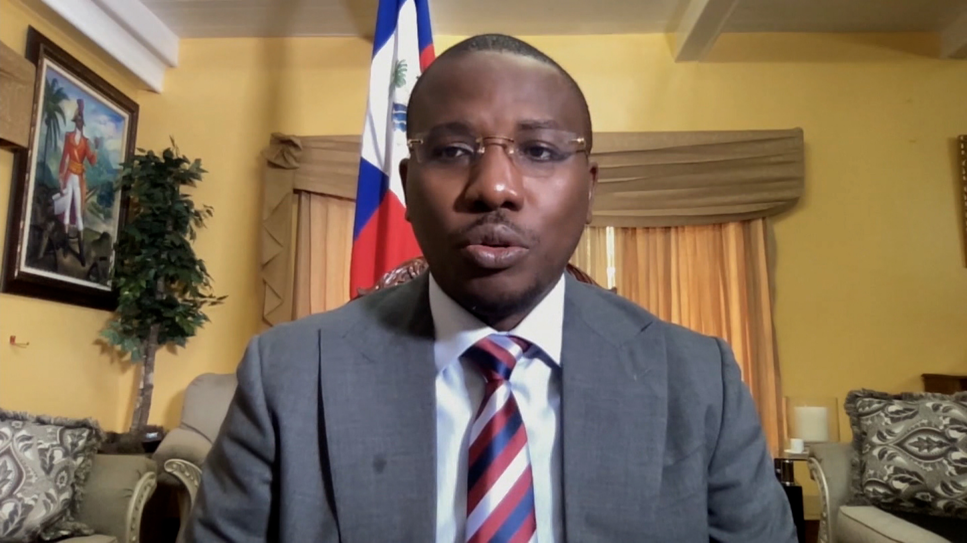 Acting Haitian Prime Minister Claude Joseph speaks during an interview on July 8.