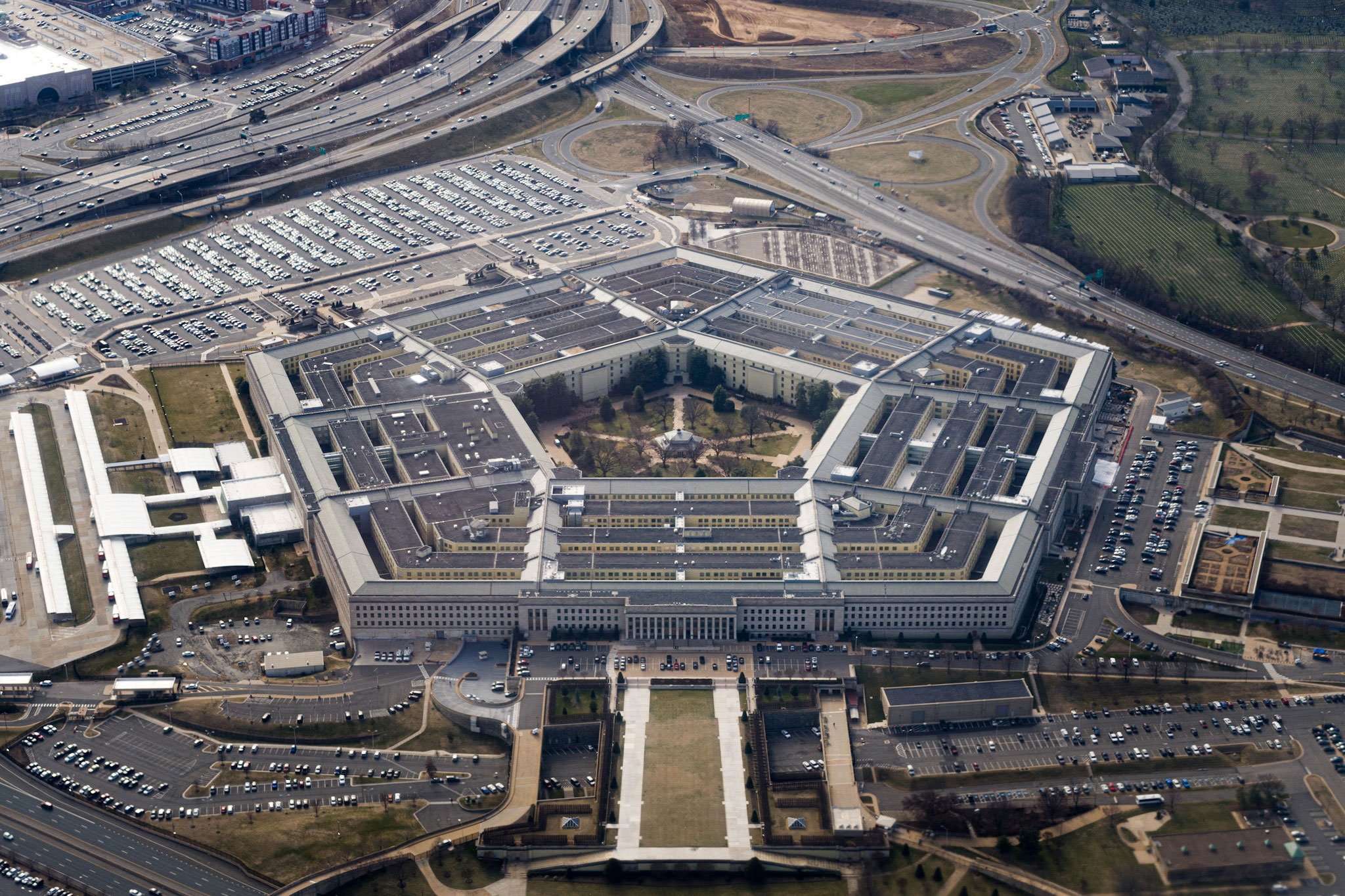 The Pentagon is seen from the air on March 3, 2022. 