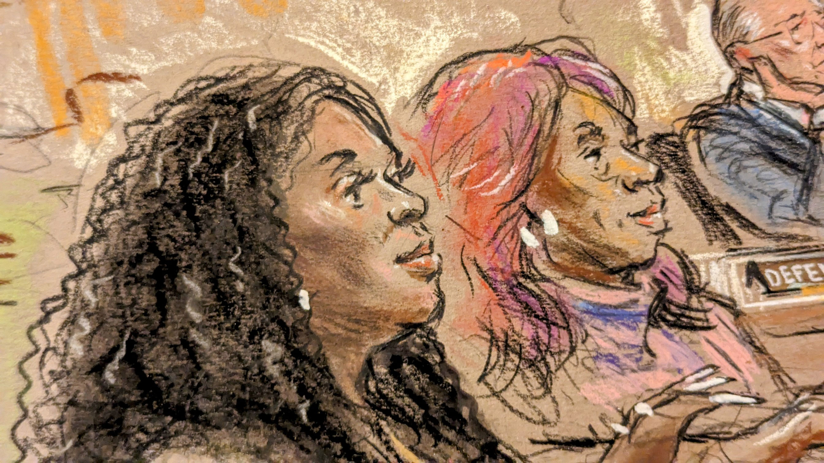 Wandrea “Shaye” Moss and Ruby Freeman listen to the verdict. 