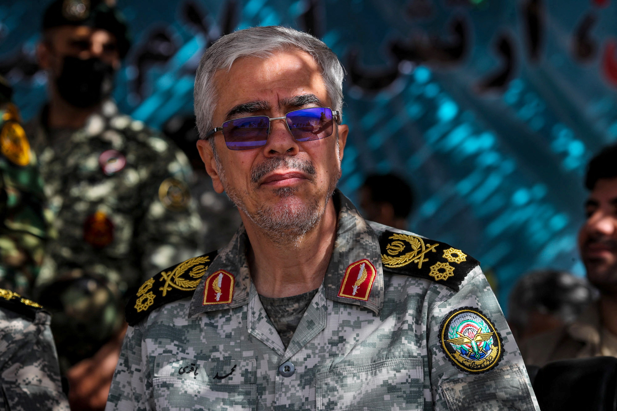 Iranian Armed Forces Chief of Staff, Major General Mohammad Bagheri, looks on during a military exercise in Isfahan, Iran, in this handout image obtained on September 8, 2022. 