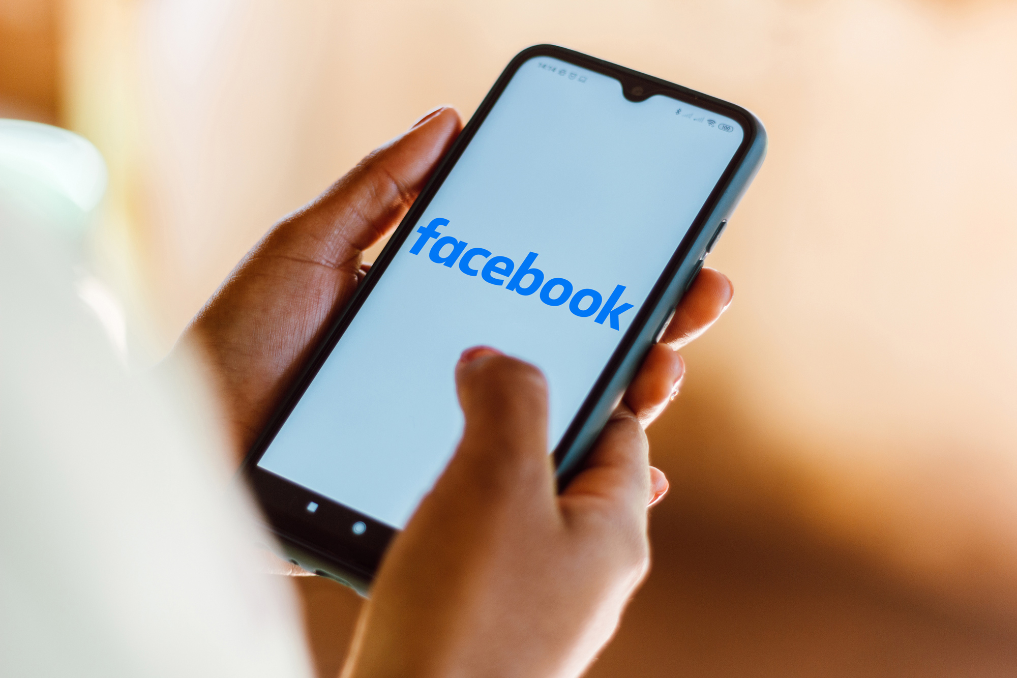 A Facebook logo is seen displayed on a smartphone on July 13.