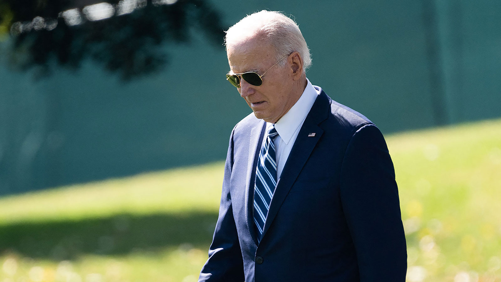 Biden walks to board Marine One from the South Lawn of the White House on Friday, October 13