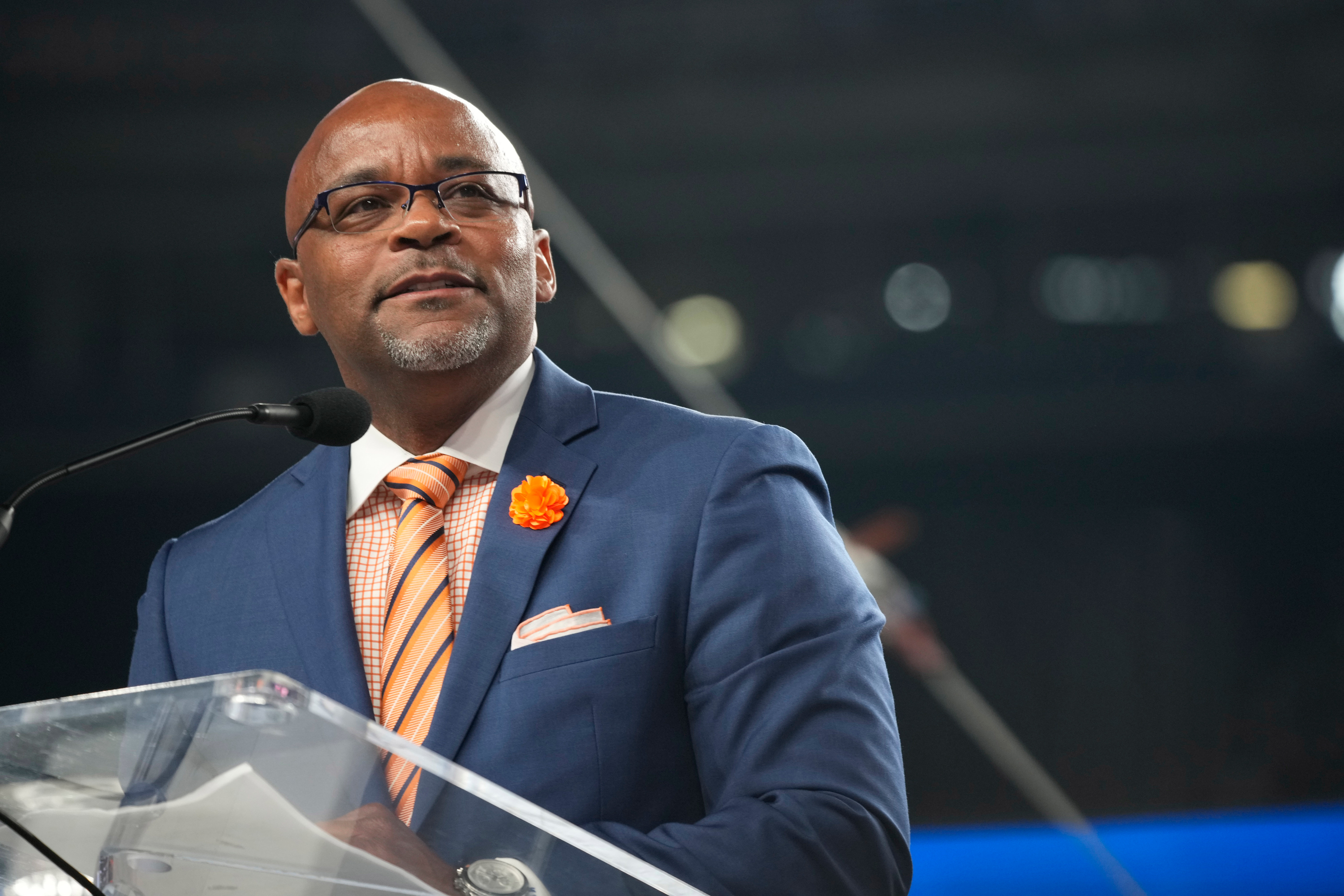 Denver Mayor Michael Hancock speaks during a memorial service in Denver, Colorado on September 1, 2021.