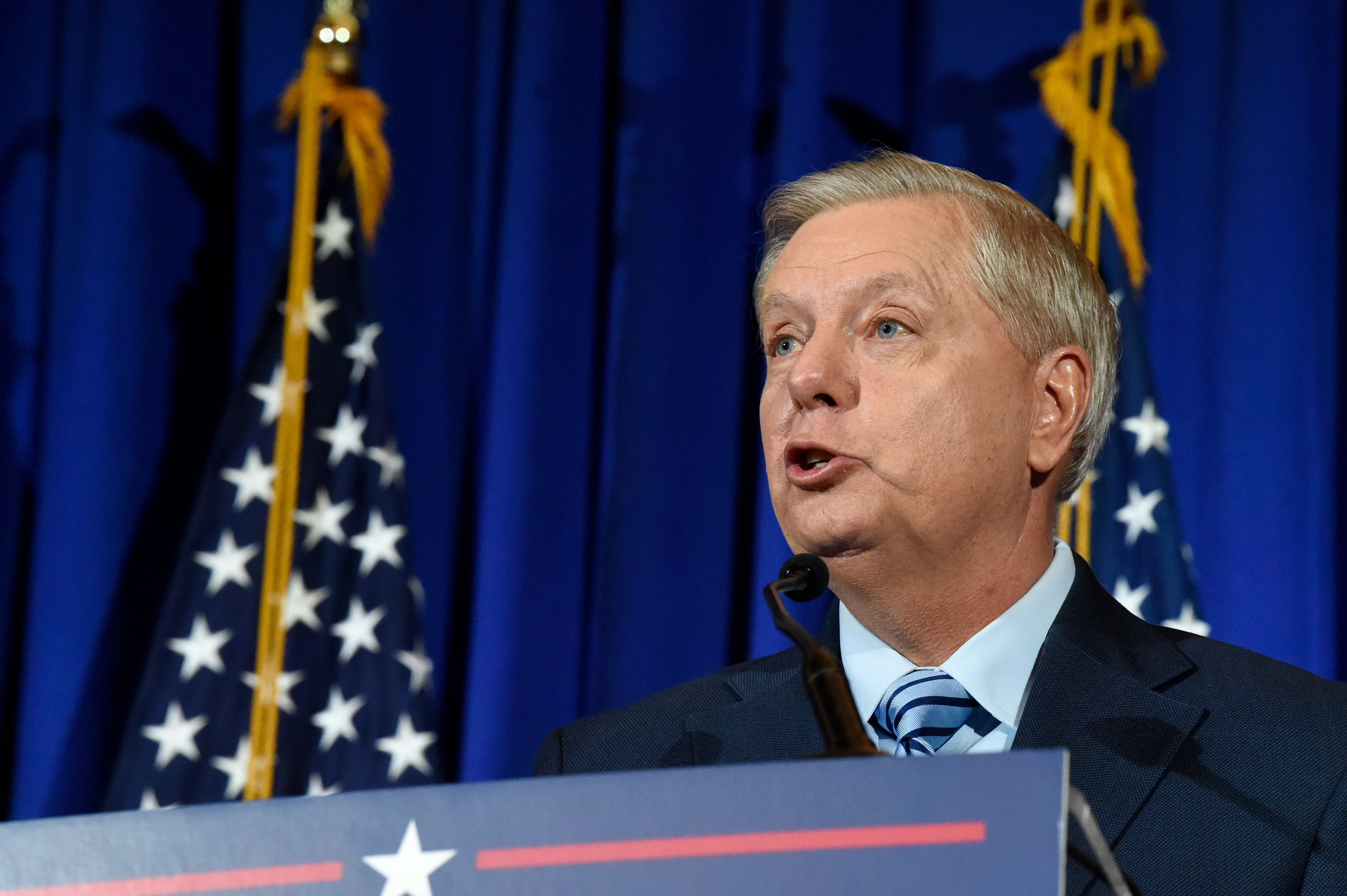 Sen. Lindsey Graham speaks in Columbia, South Carolina, after winning another term in office on November 3.