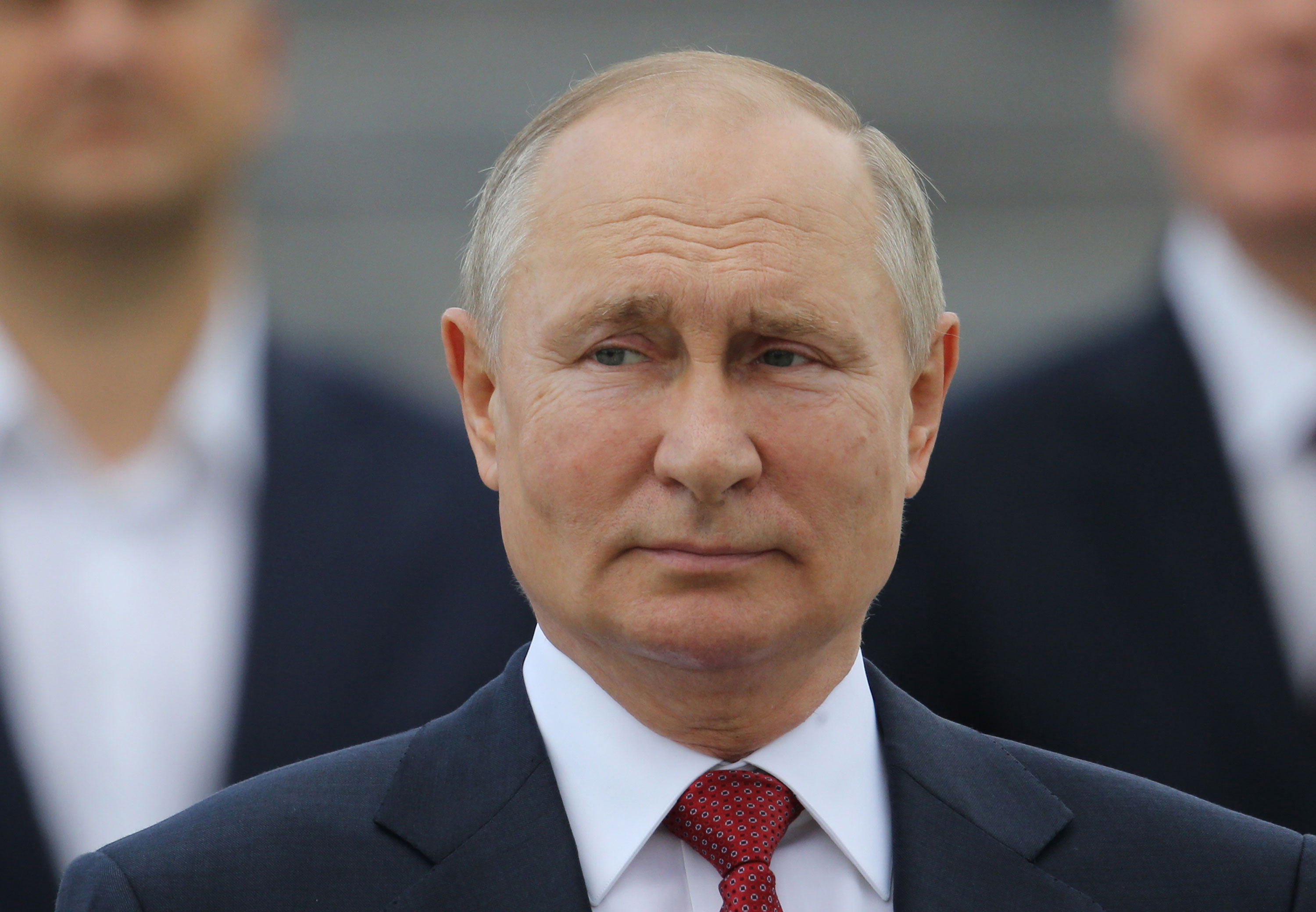  Russian President Vladimir Putin attends a Flag Day ceremony in Moscow in 2021. 