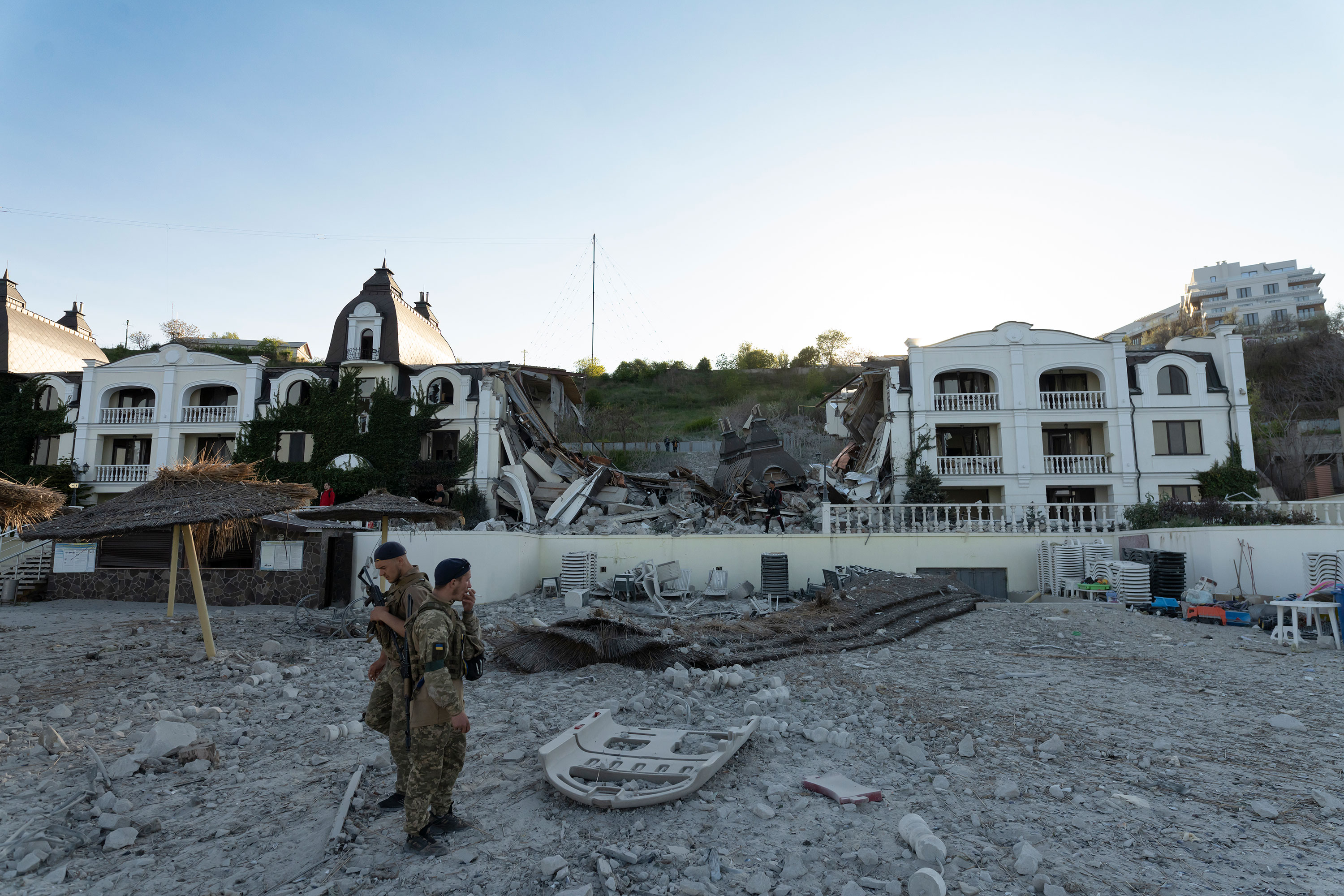 The Grande Pettine Hotel in Odesa, Ukraine, is seen on May 9 after it was struck by a Russian cruise missile.