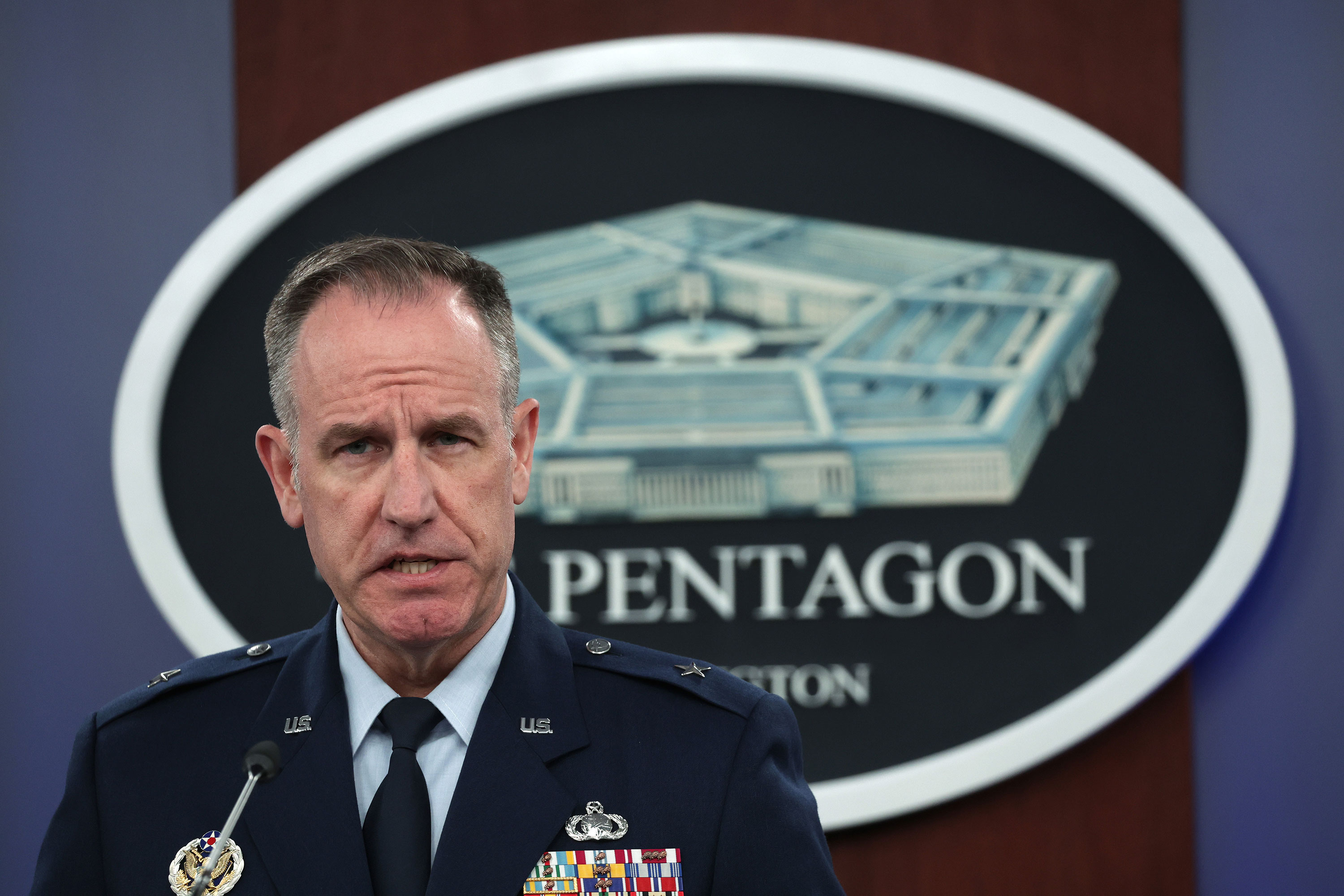 Pentagon press secretary Brig. Gen. Pat Ryder speaks during a news briefing on September 6.