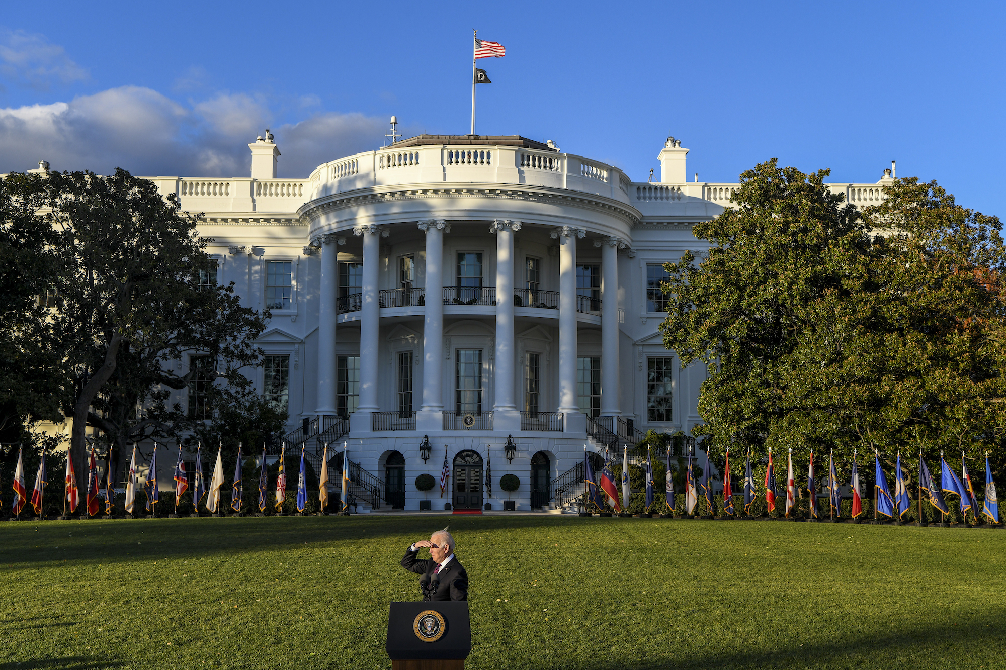 Pres. Joe Biden on the South Lawn at the White House on November 15, 2021.