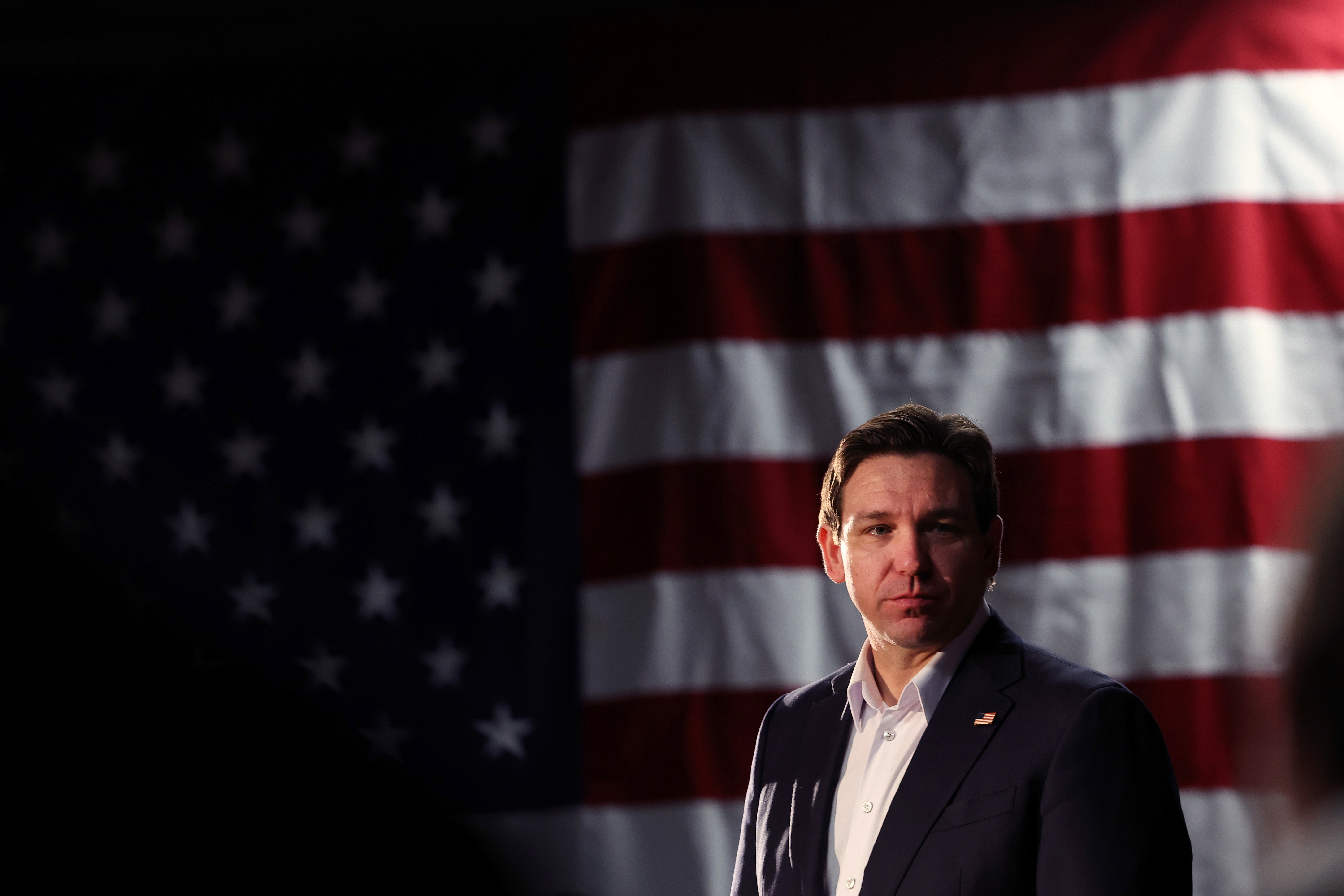 Florida Gov. Ron DeSantis speaks at a campaign event in Council Bluffs, Iowa, on January 13.