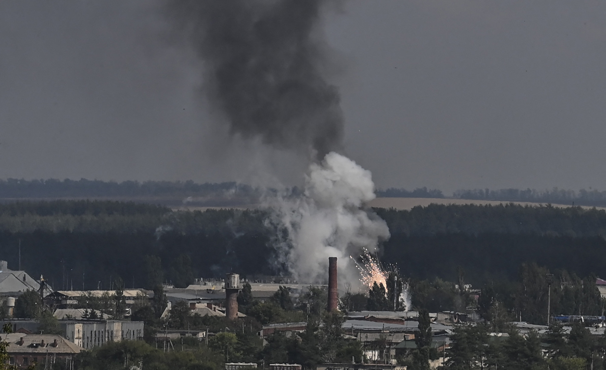 Smoke rises near the city of Kupiansk, Ukraine in the Kharkiv region on September 17.