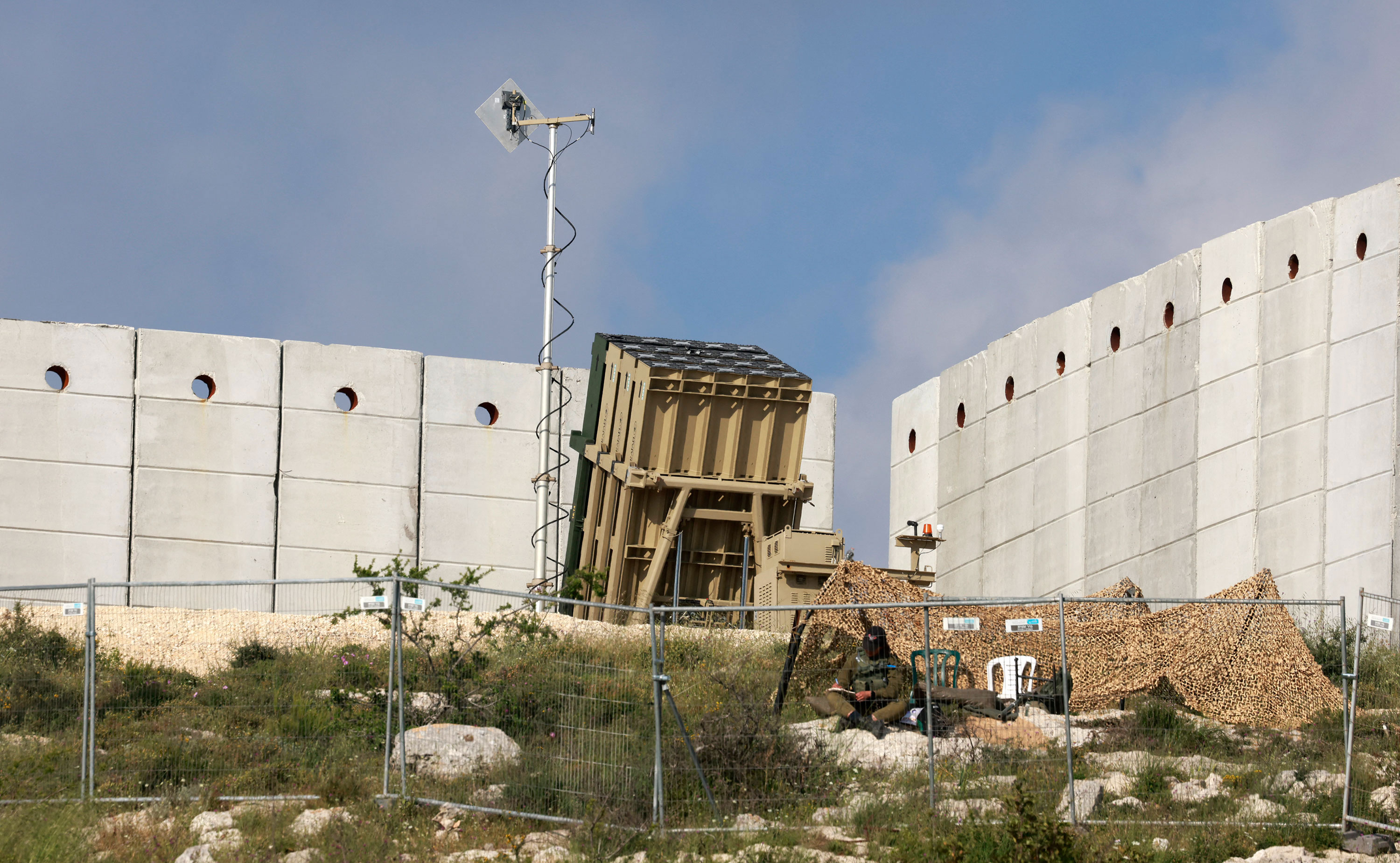 A battery of Israel's Iron Dome air defense system is pictured near Jerusalem on Monday.