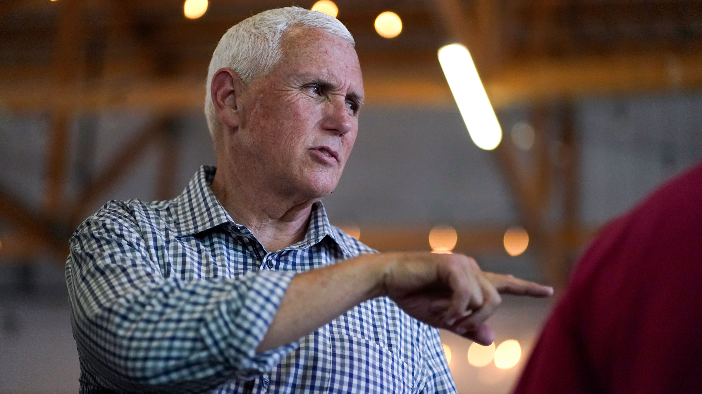 Former Vice President Mike Pence attends the Iowa State Fair on Friday.